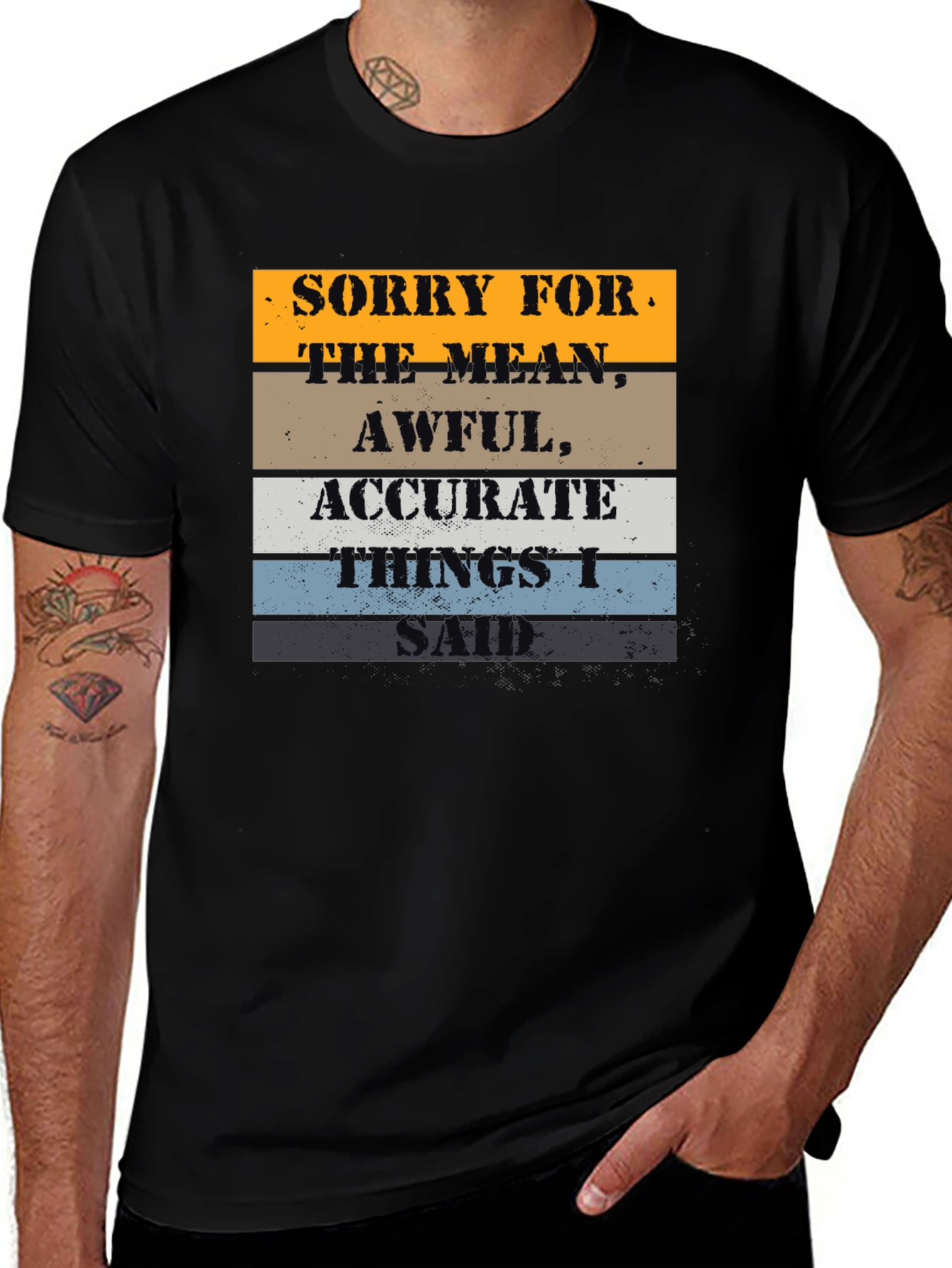 Variant 28 of Sorry For The Mean T-Shirt - Men's Black Graphic Tee