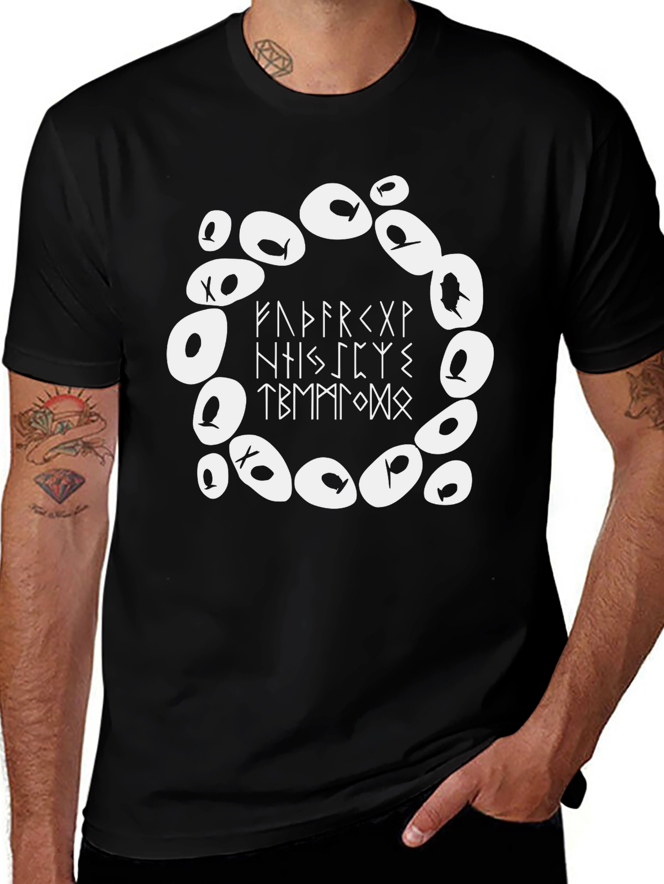 Runic Circle Black T-Shirt, Norse Mythology