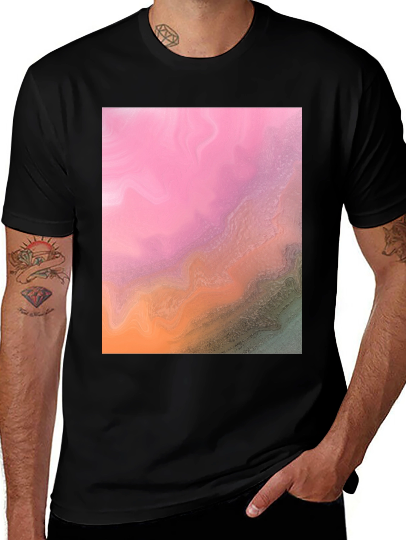 Variant 22 of Abstract Art Graphic Tee - Stylish Black T-Shirt