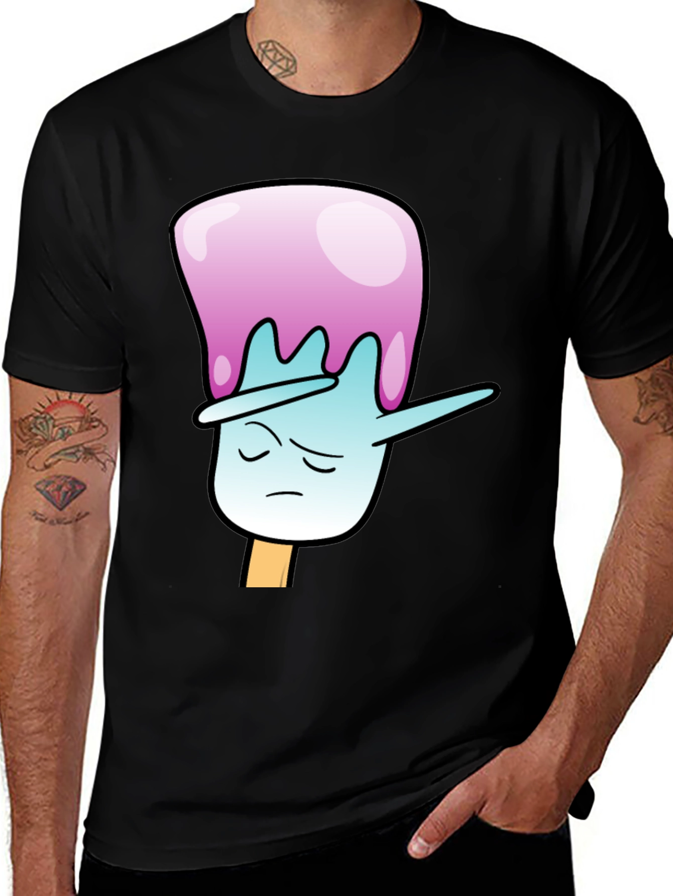 Variant 25 of Dabbing Popsicle Graphic Tee - Black Cotton