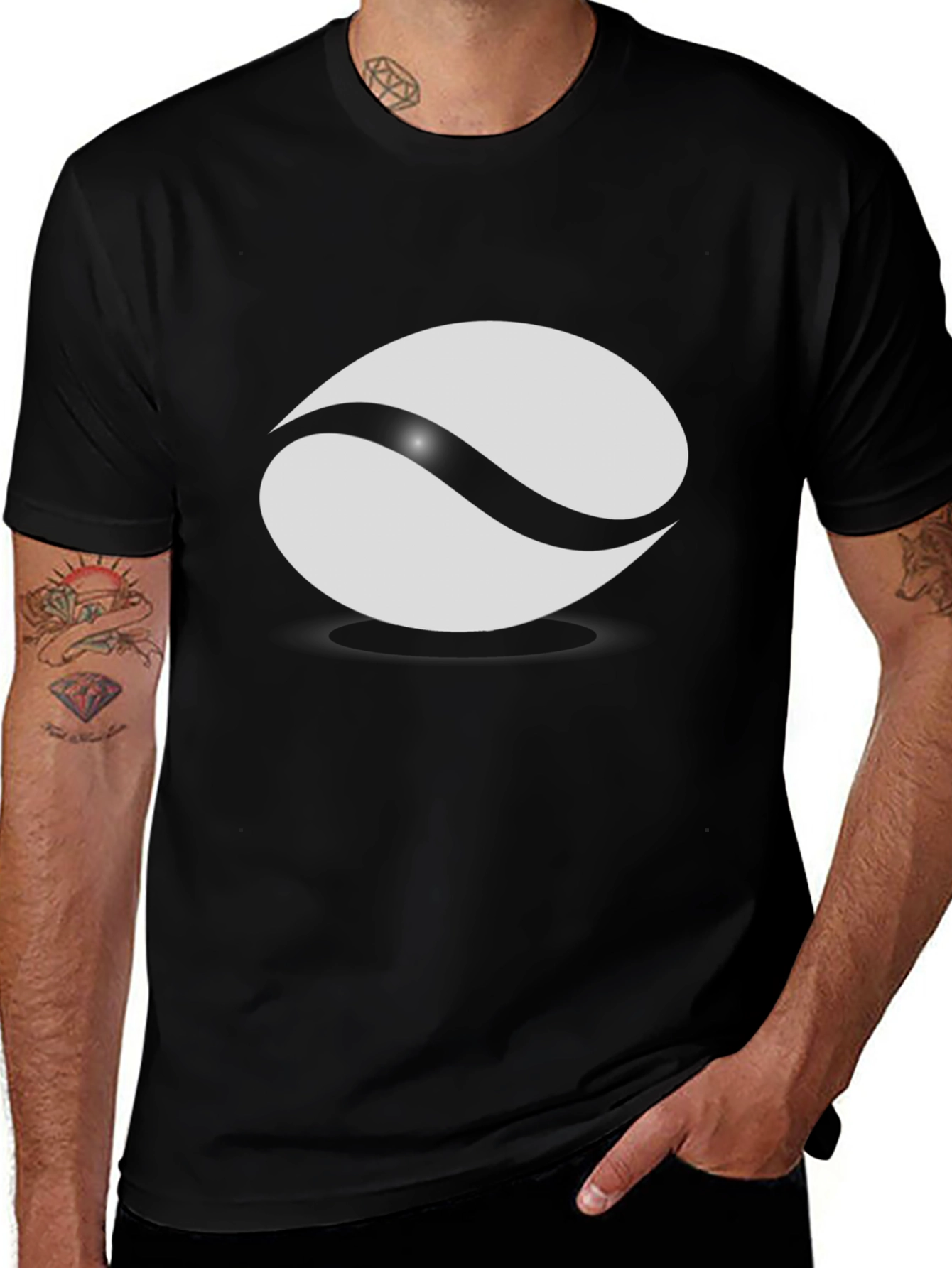 Black Black T-Shirt with Abstract Graphic main image