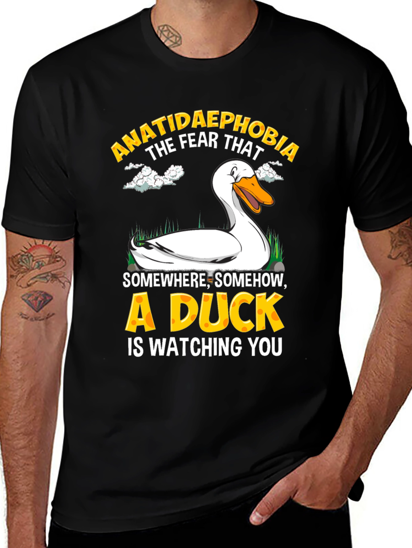 Variant 23 of Anatidaephobia Duck Watching You Graphic Tee