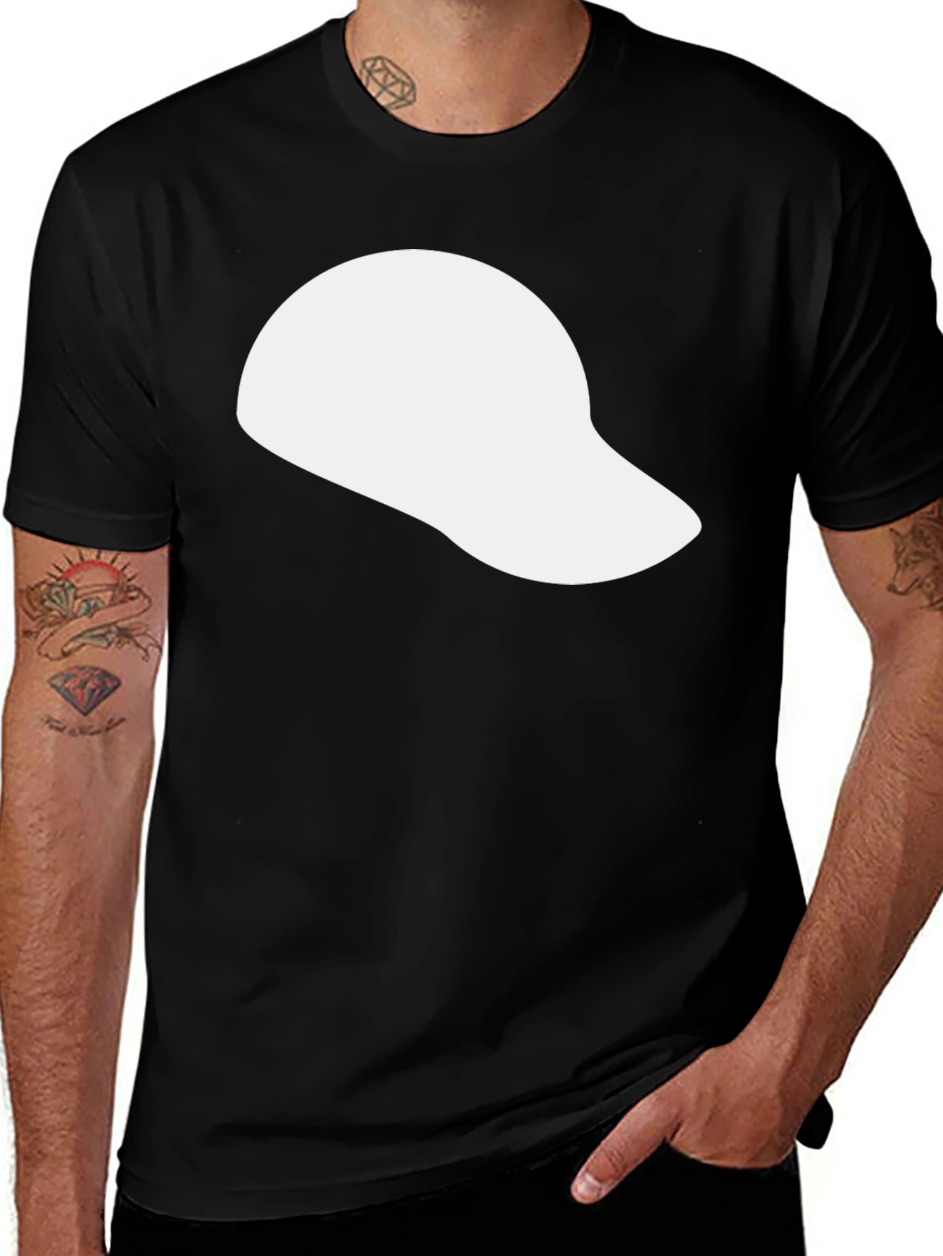 Variant 24 of Black T-Shirt with White Baseball Cap Graphic