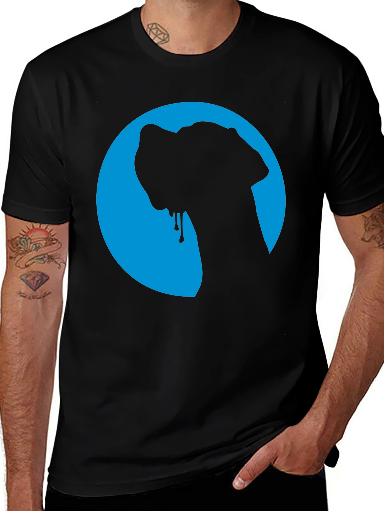 Variant 15 of Dog Silhouette Graphic Tee - Cool Blue Moon Design