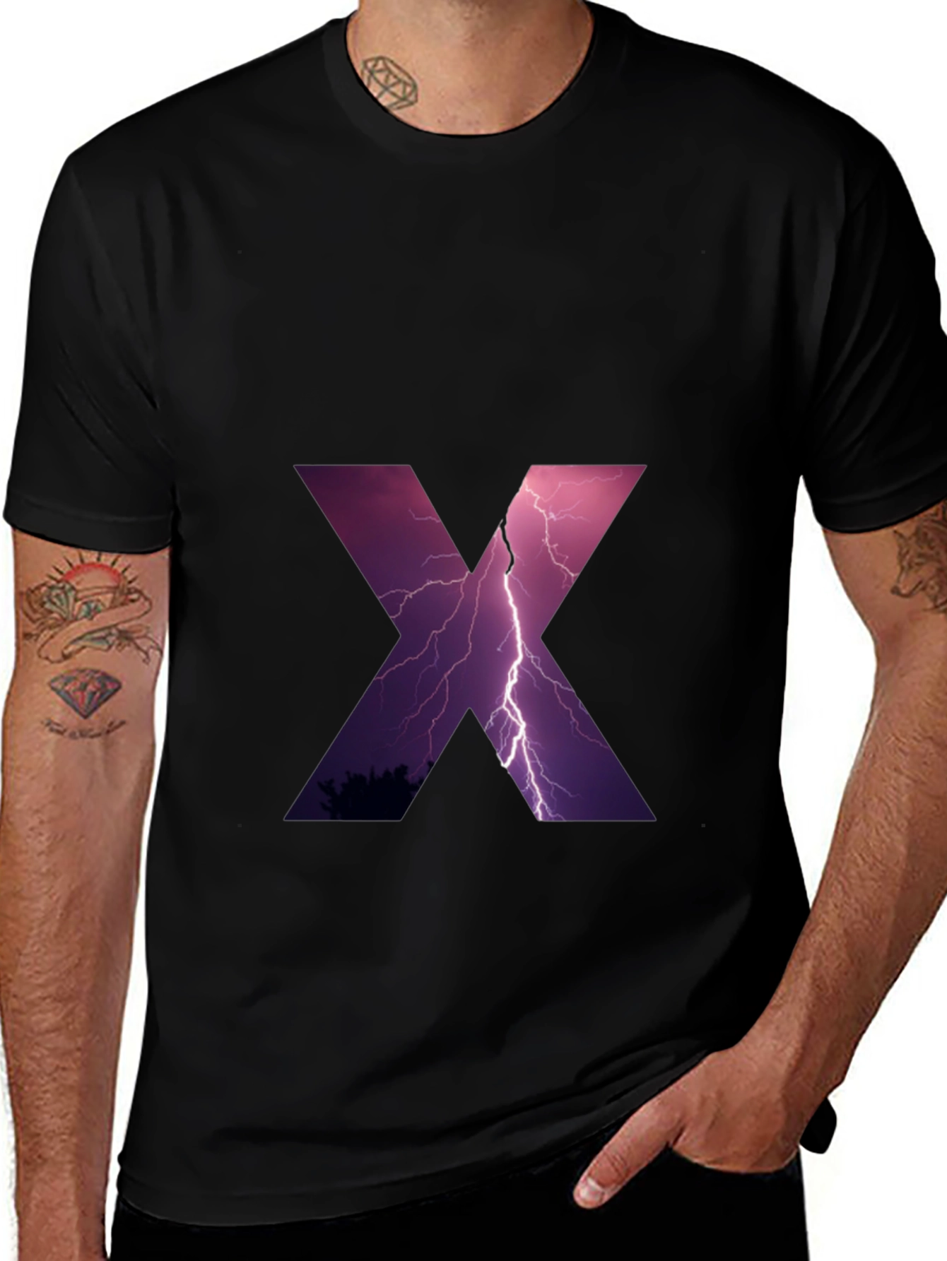 Variant 16 of Lightning 'X' Graphic Black T-Shirt