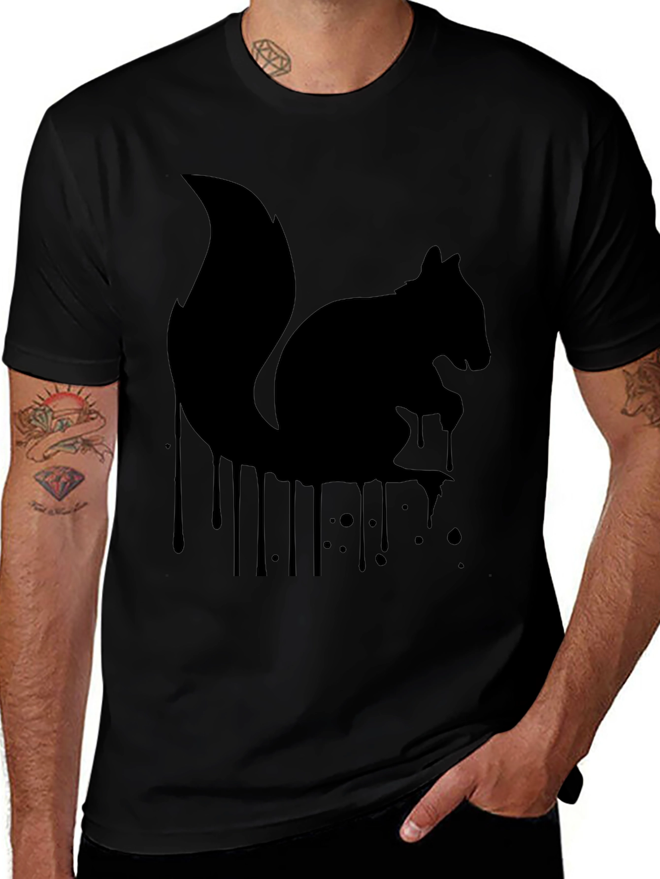 Black Squirrel Silhouette Graphic Tee