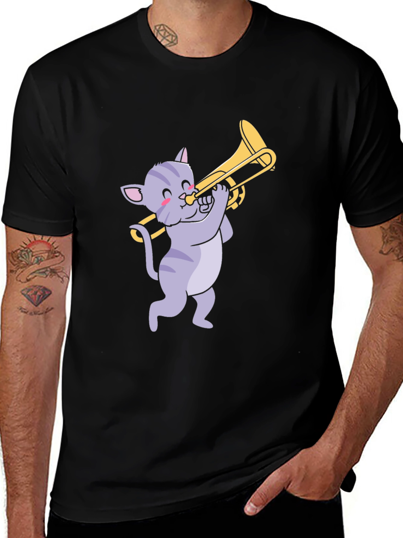 Variant 16 of Cat Trombone Player Graphic T-Shirt