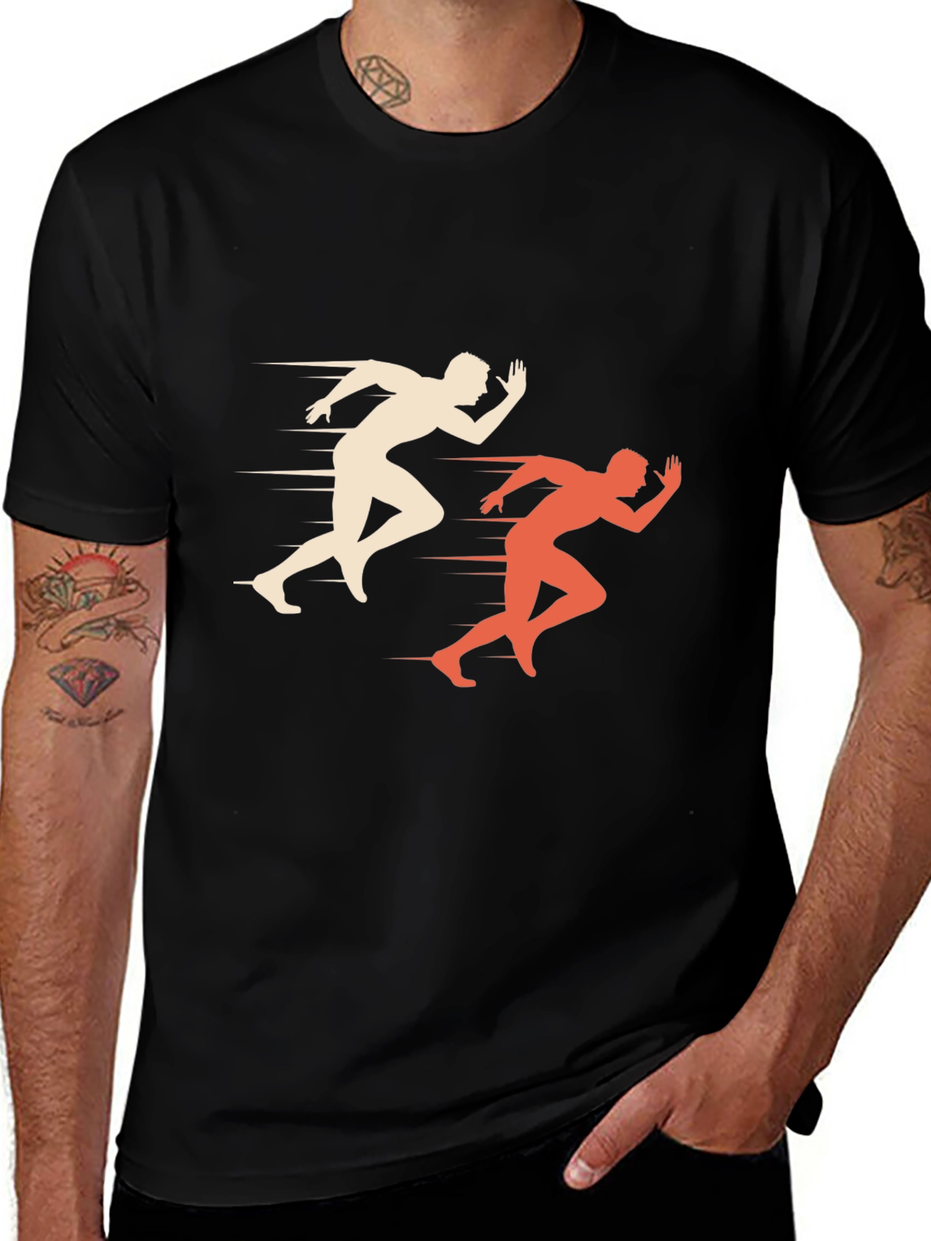 Men's Graphic Tee: Runner Silhouette Design