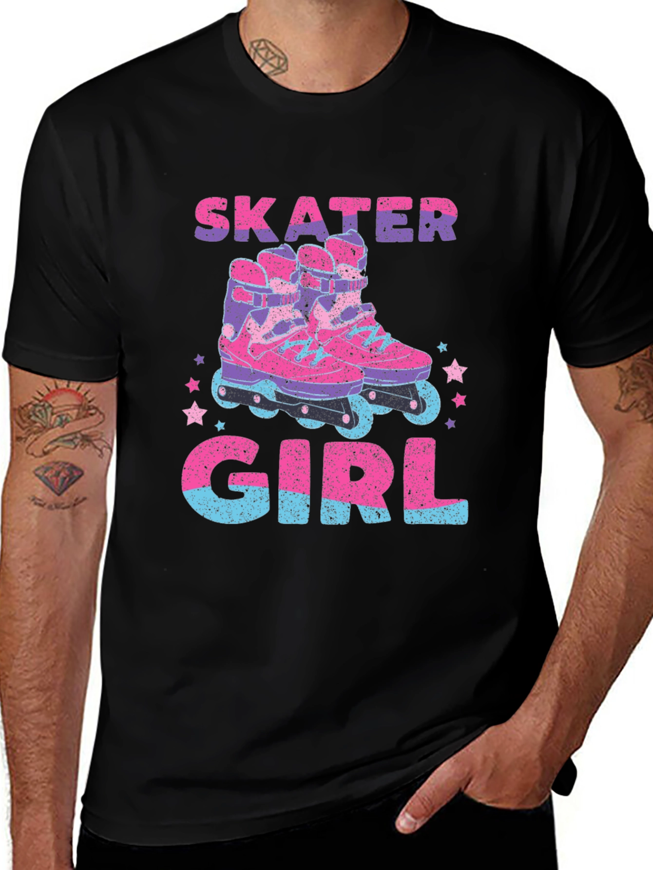 Variant 20 of Skater Girl Graphic T-Shirt - Retro Roller Skate Design
