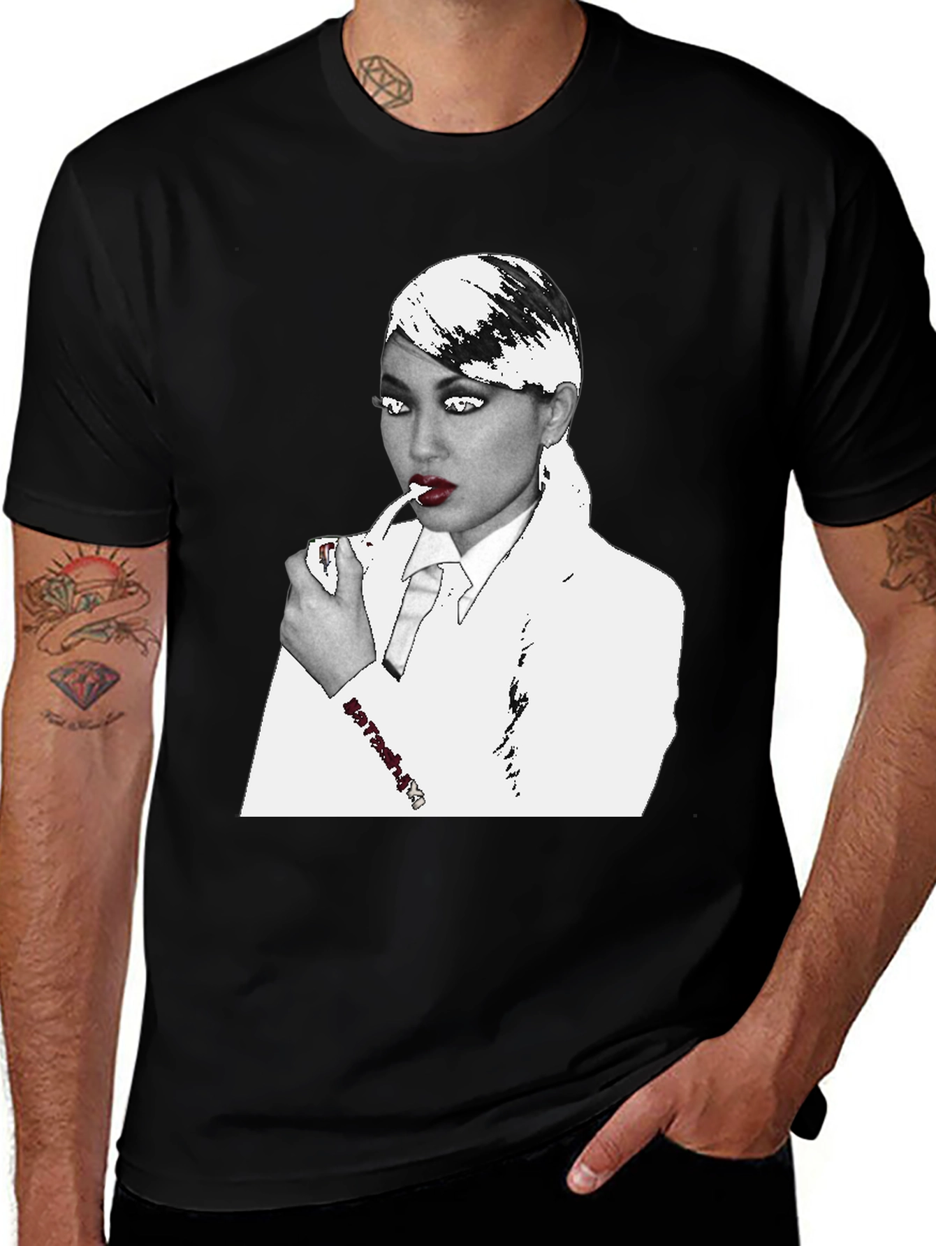 Variant 25 of Edgy Woman in Suit Black T-Shirt