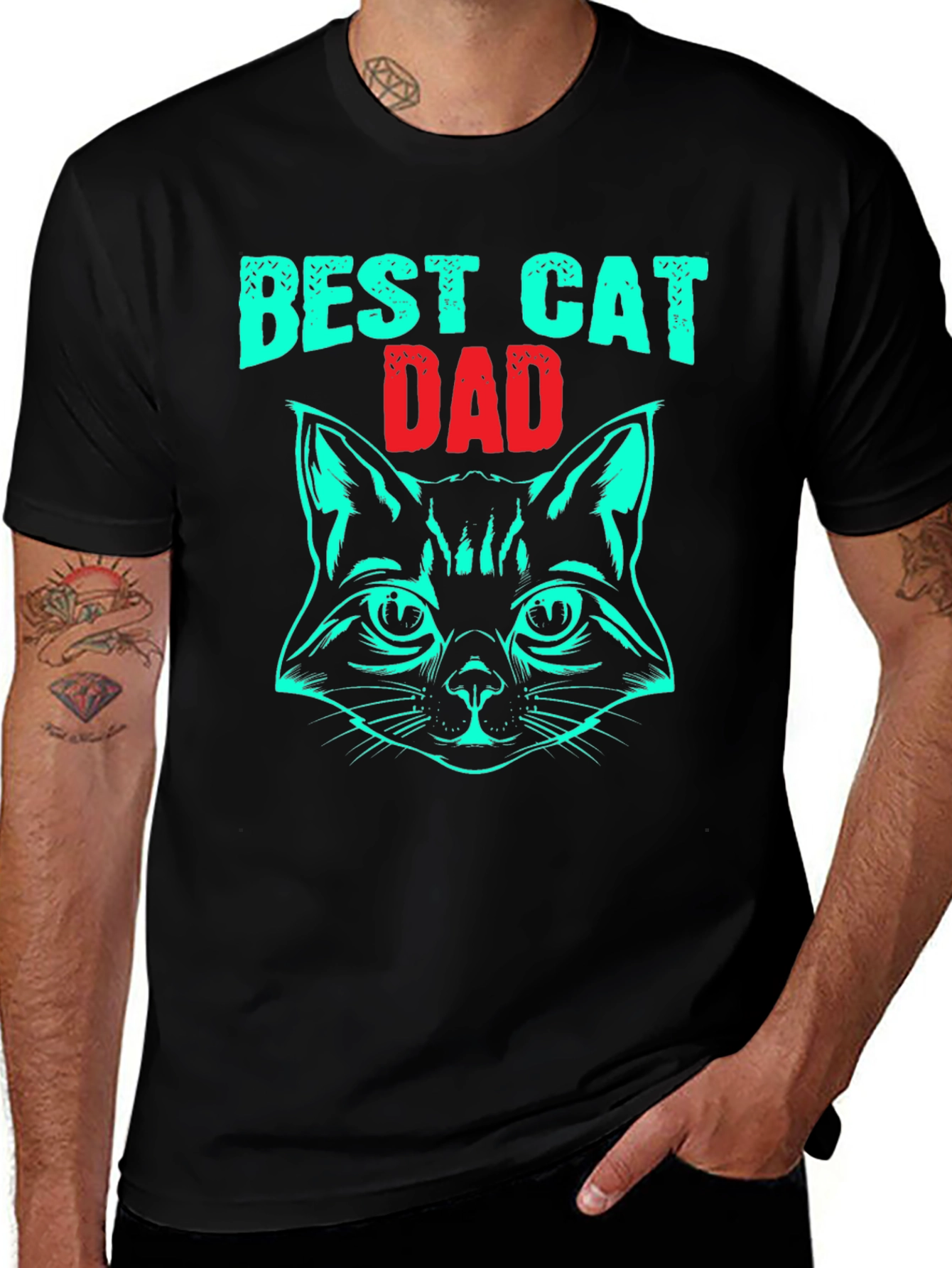 Variant 11 of Best Cat Dad T-Shirt - Novelty Graphic Tee