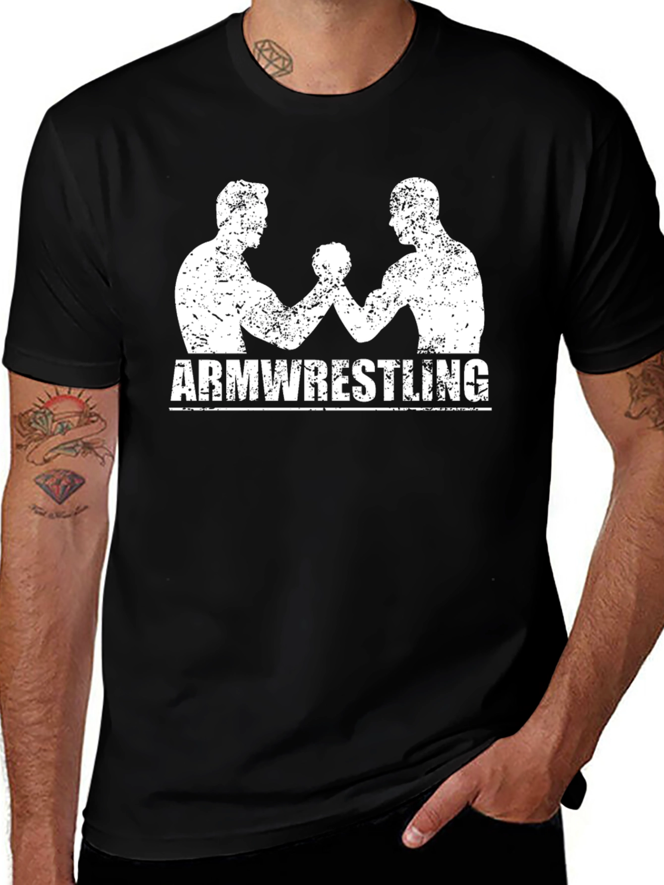 Arm Wrestling Black Graphic Tee