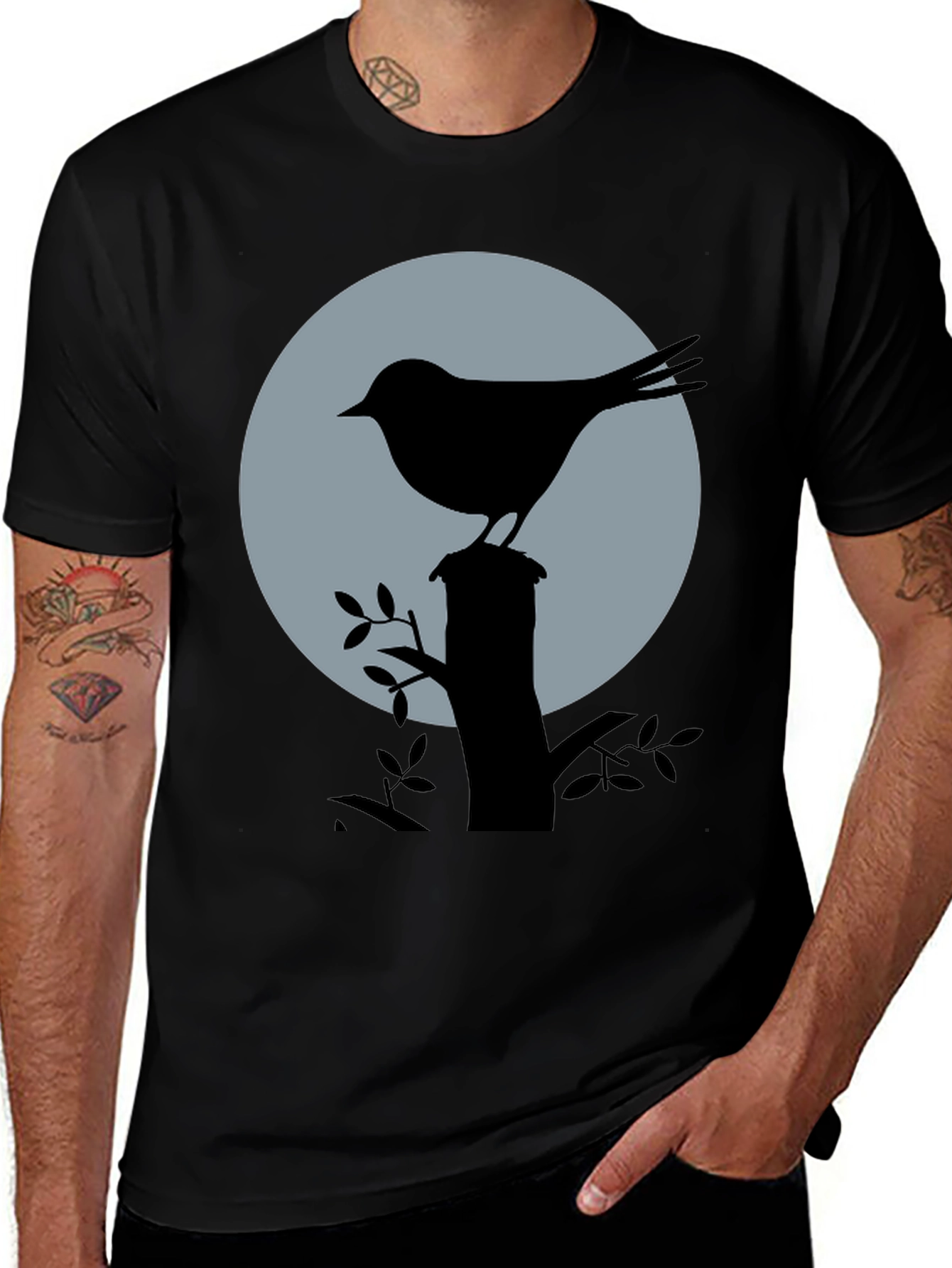 Variant 17 of Bird Silhouette Graphic Tee - Black