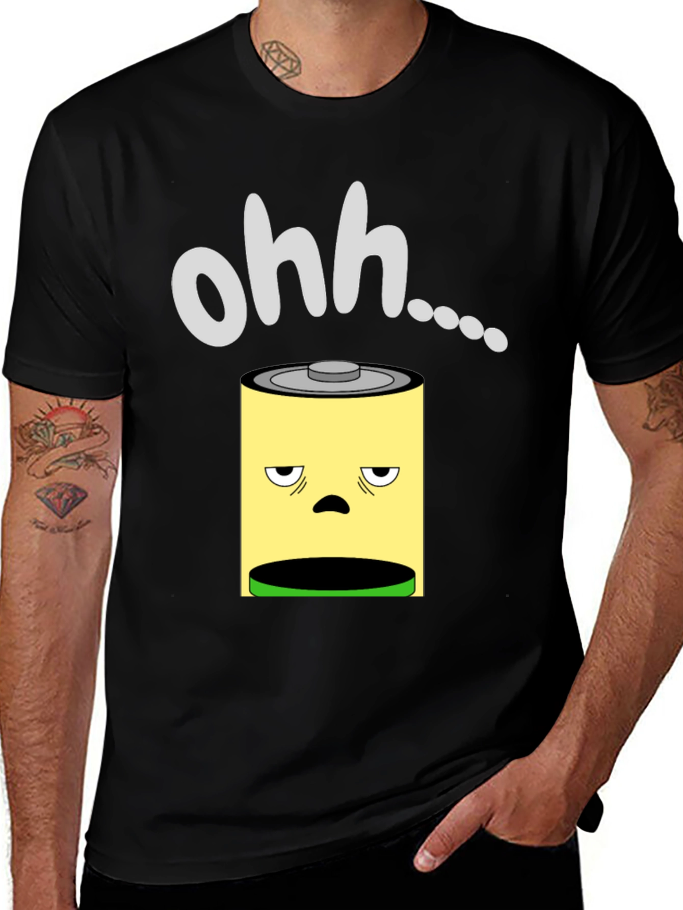 Variant 18 of Funny Battery Drained Cartoon Graphic T-Shirt