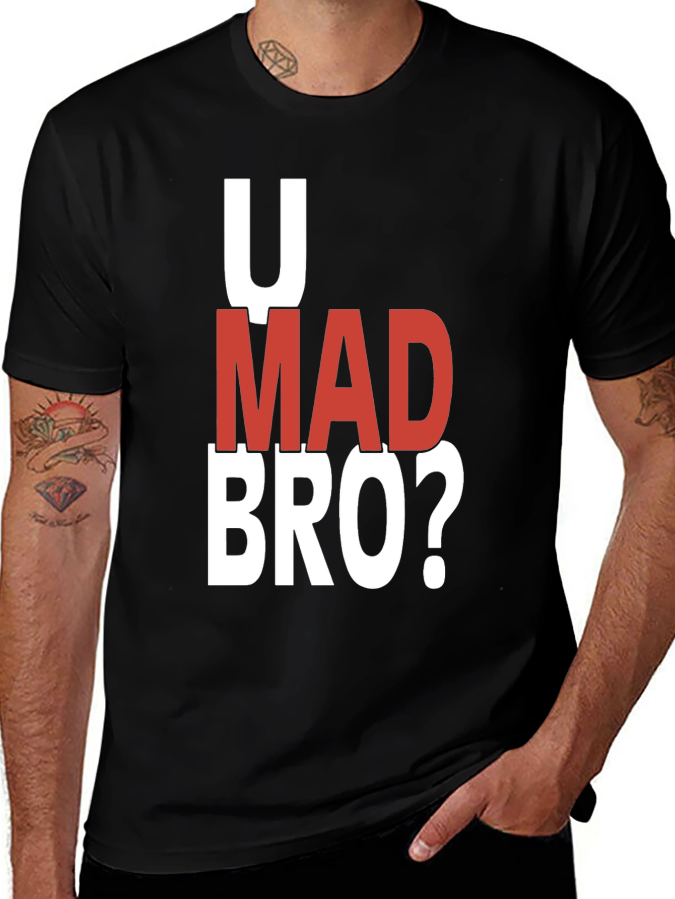 Variant 27 of U Mad Bro? Graphic Tee - Casual Black Cotton T-Shirt