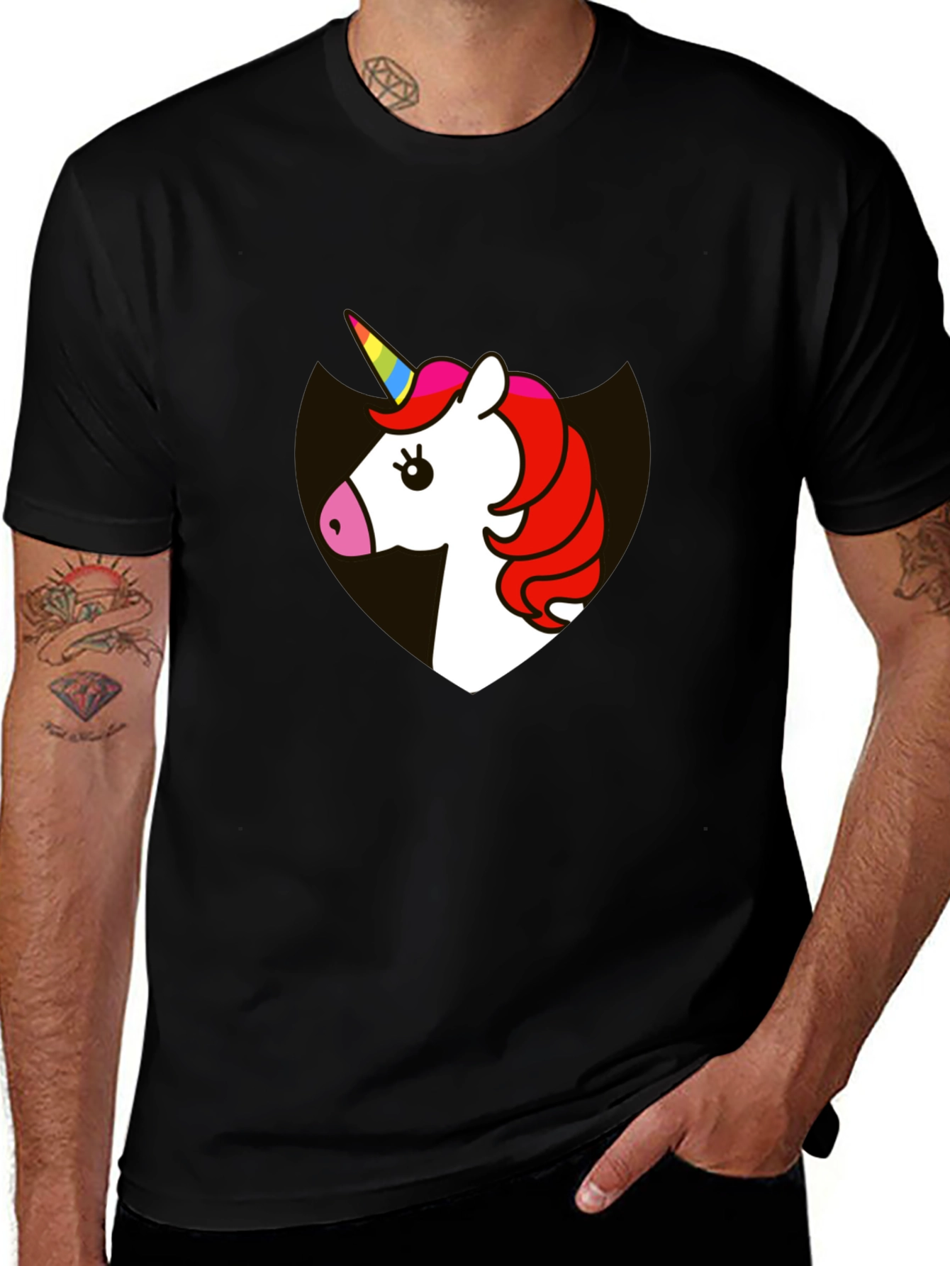 Variant 9 of Unicorn Graphic Tee - Men's Black T-Shirt