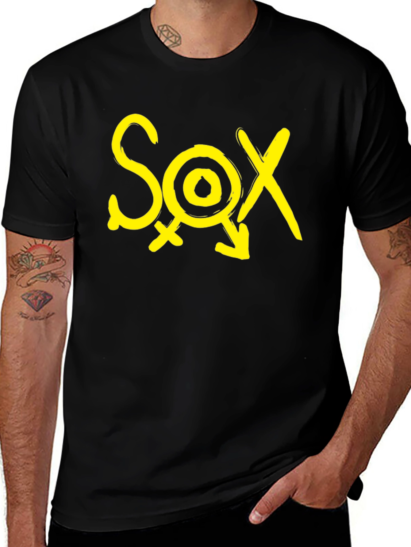 Black Black T-Shirt - SOX Yellow Graphic Print main image