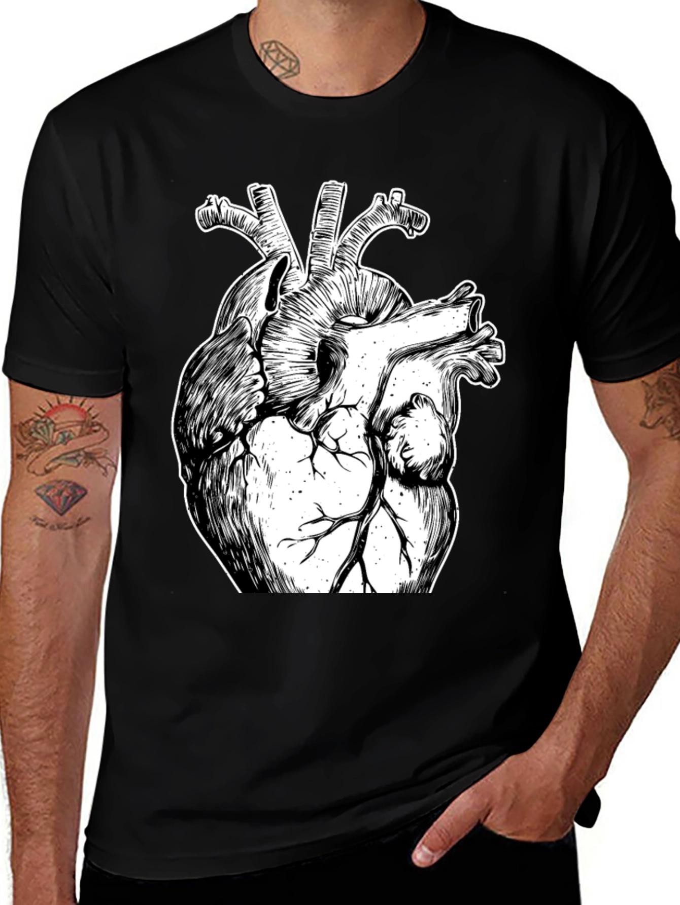 Variant 4 of Anatomical Heart Graphic Tee - Black