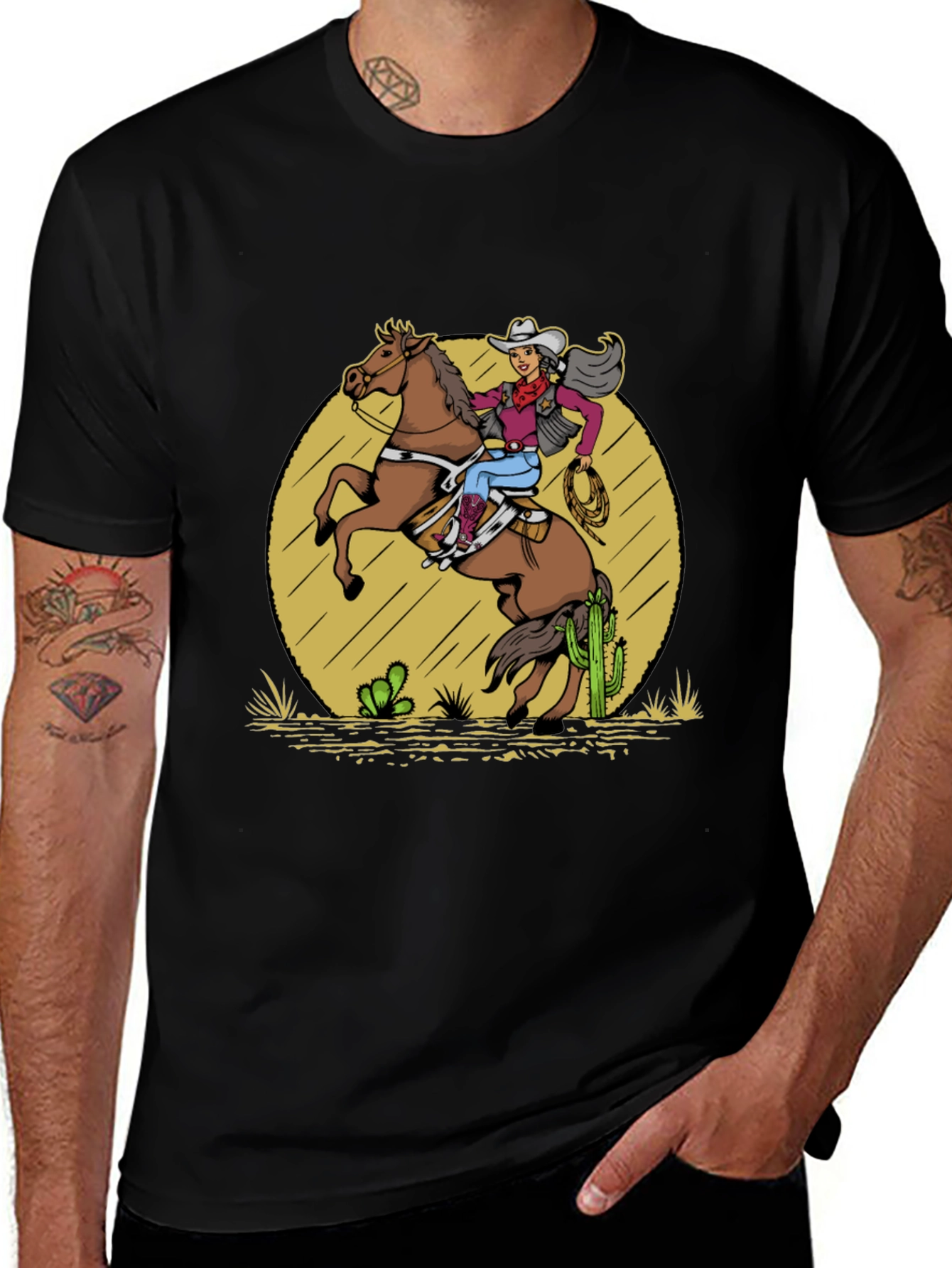 Variant 8 of Cowgirl on Horse T-Shirt - Western Graphic Tee