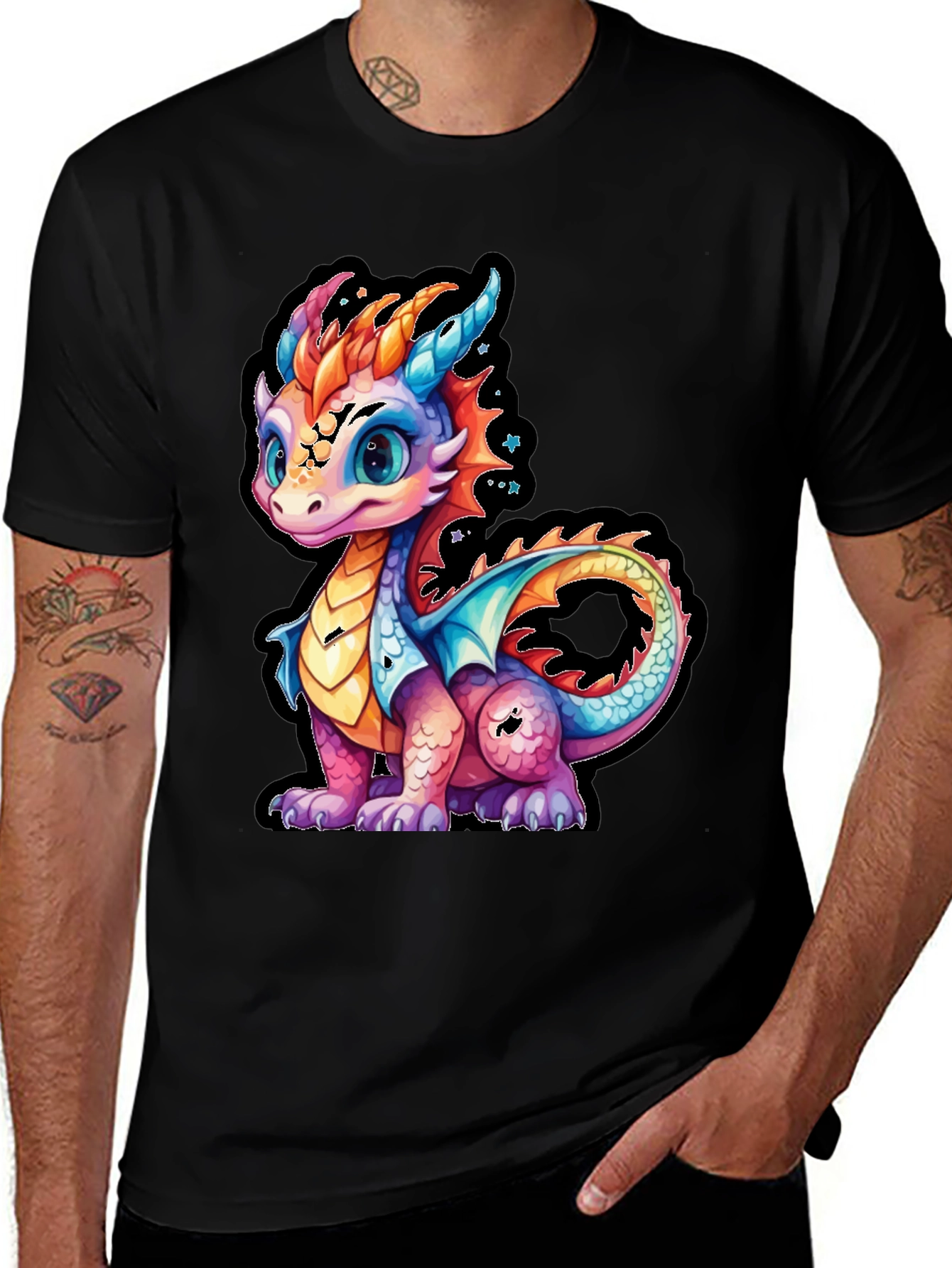 Variant 30 of Colorful Dragon Graphic Tee - Cute Fantasy Design