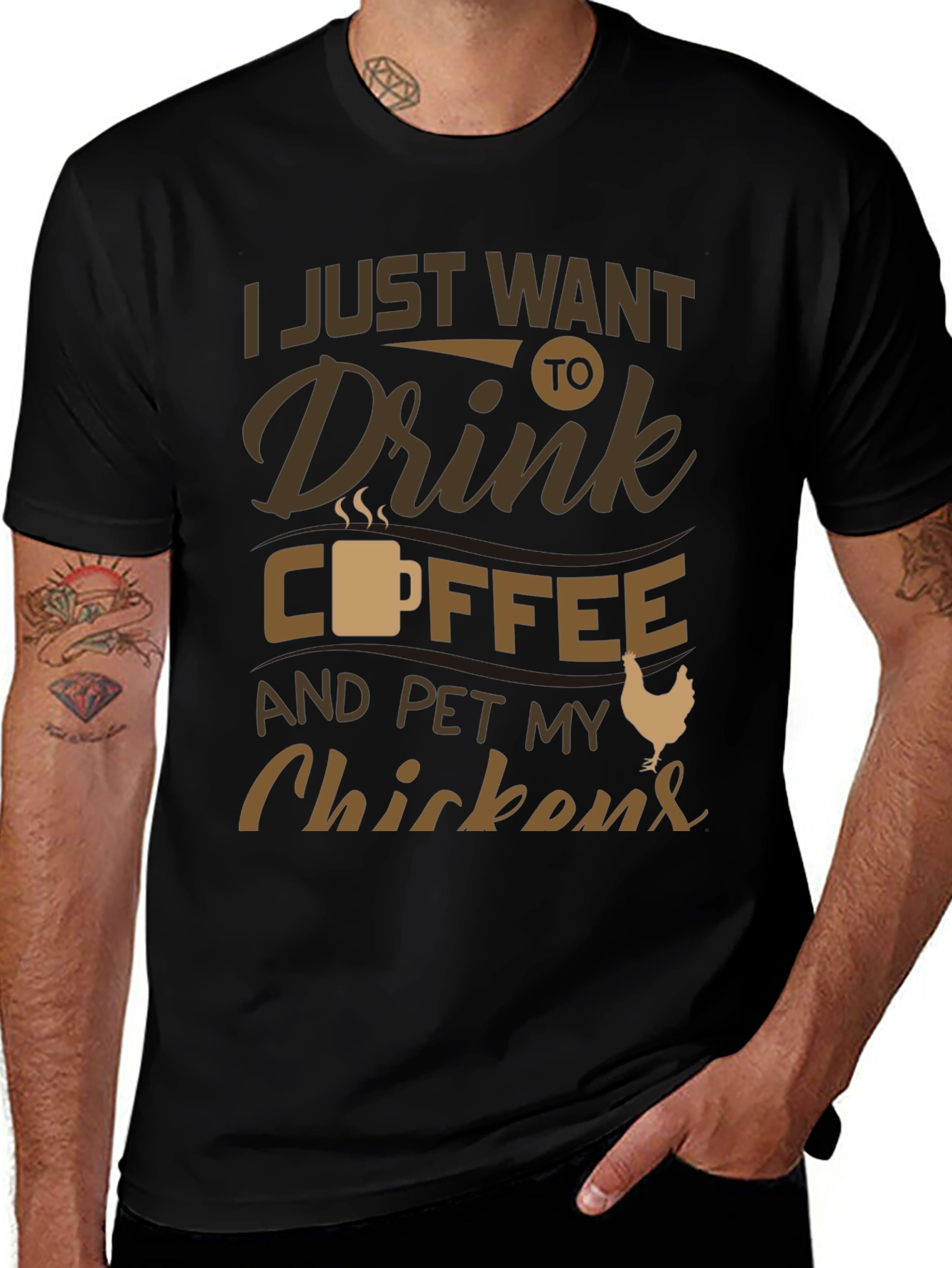 Black Coffee & Chickens Graphic T-Shirt - Relaxed Fit main image
