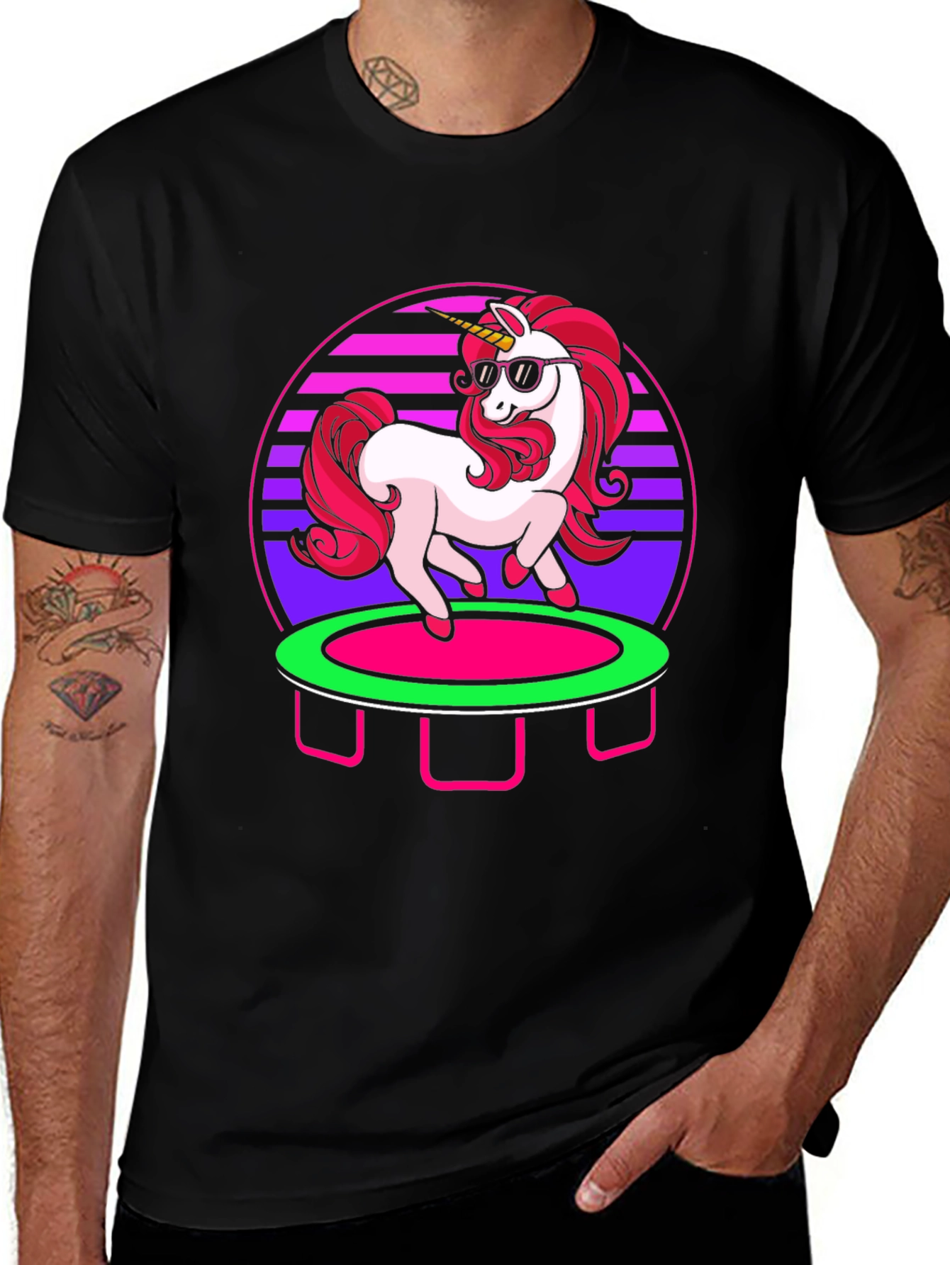 Variant 14 of Unicorn Trampoline Retro T-Shirt