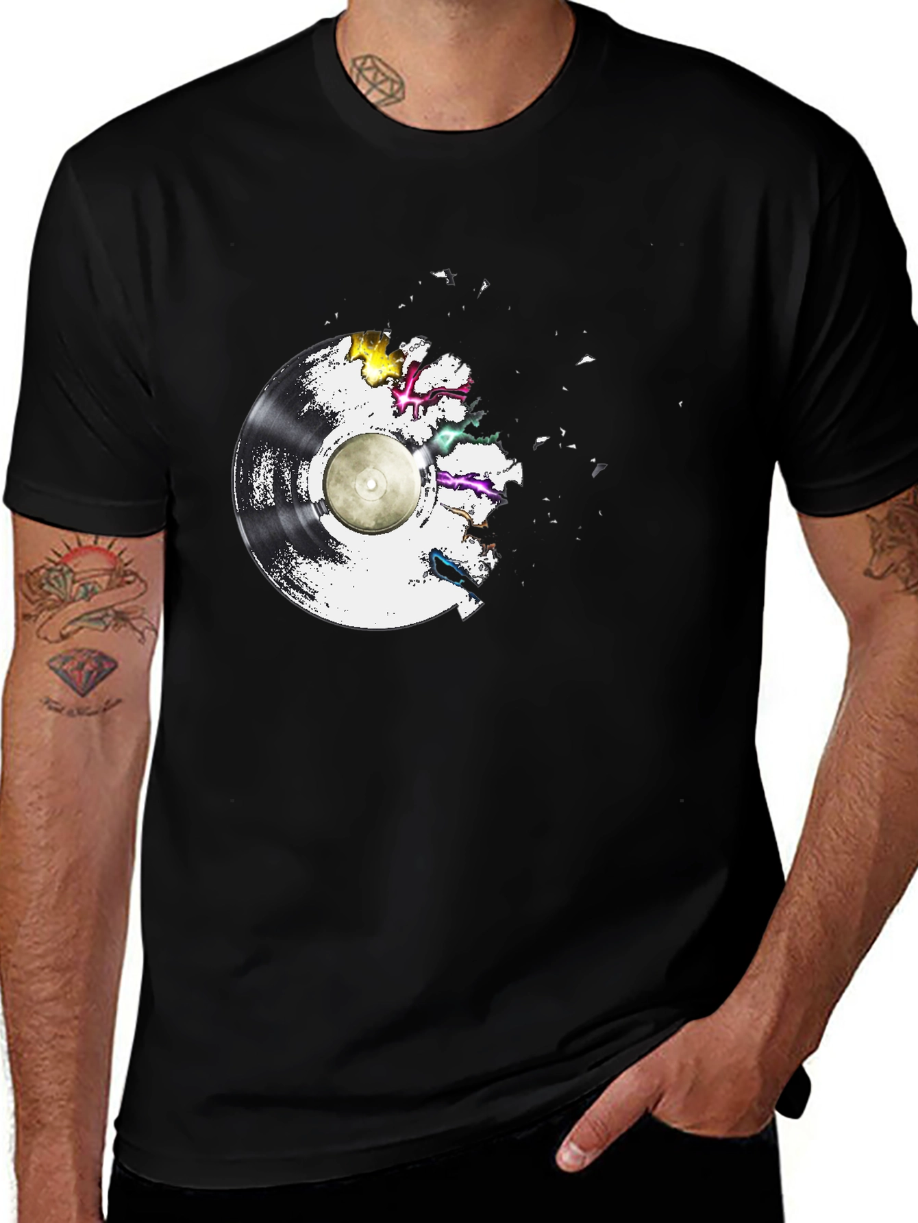 Variant 21 of Vinyl Record Explosion T-Shirt - Classic Black Tee