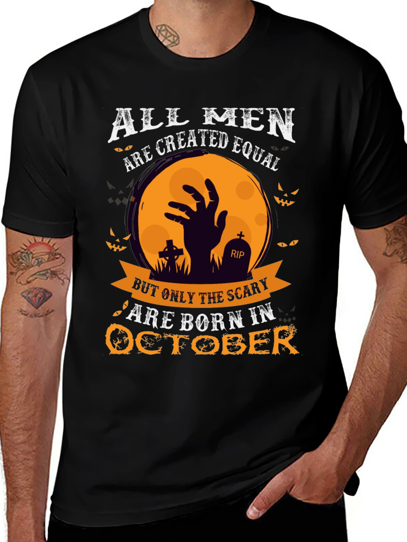Scary October Men's T-Shirt - Halloween Graphic Tee