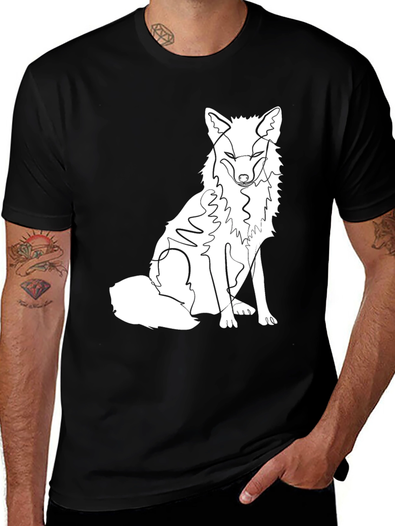 Variant 14 of Fox Line Art Graphic Tee - Stylish Casual Wear