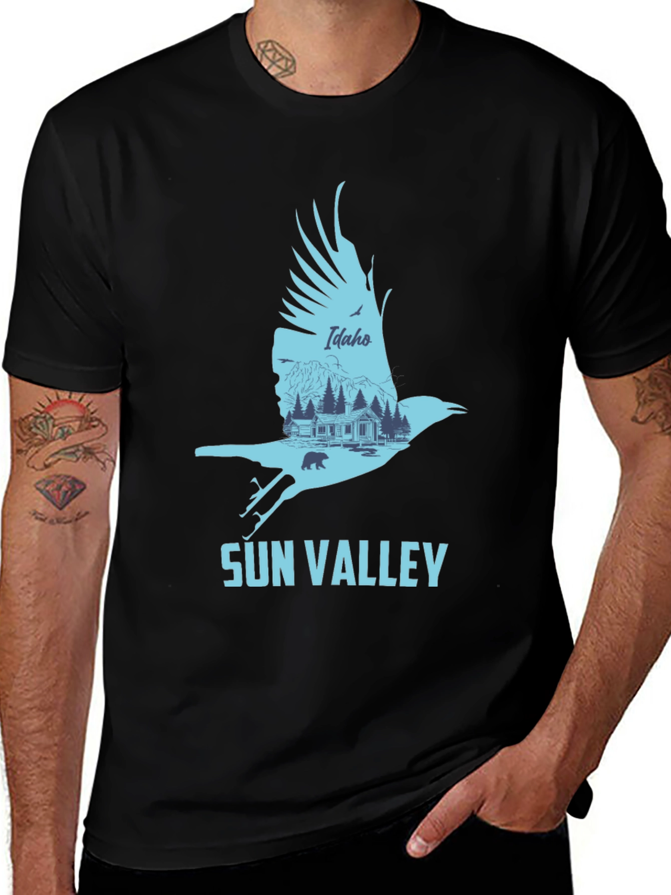 Variant 25 of Sun Valley Idaho Graphic Tee - Men's Black T-Shirt