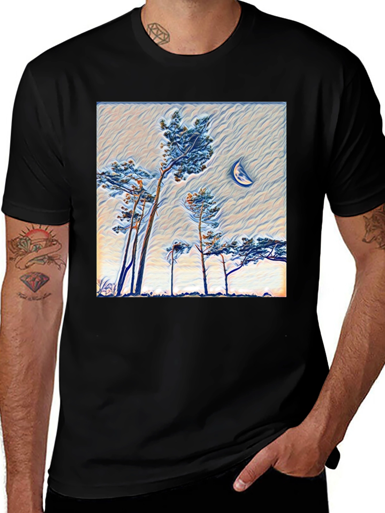 Variant 13 of Artistic Moonlit Forest T-Shirt