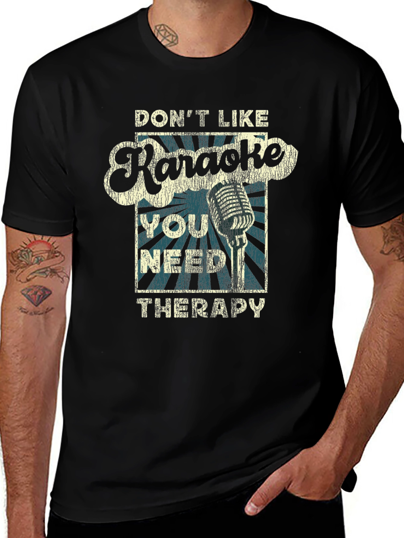 Variant 22 of Karaoke Therapy Tee - Vintage Microphone Graphic T-Shirt