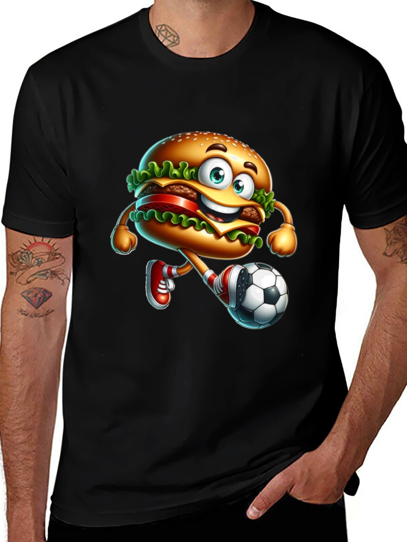 Variant 6 of Burger Soccer Player Graphic T-Shirt