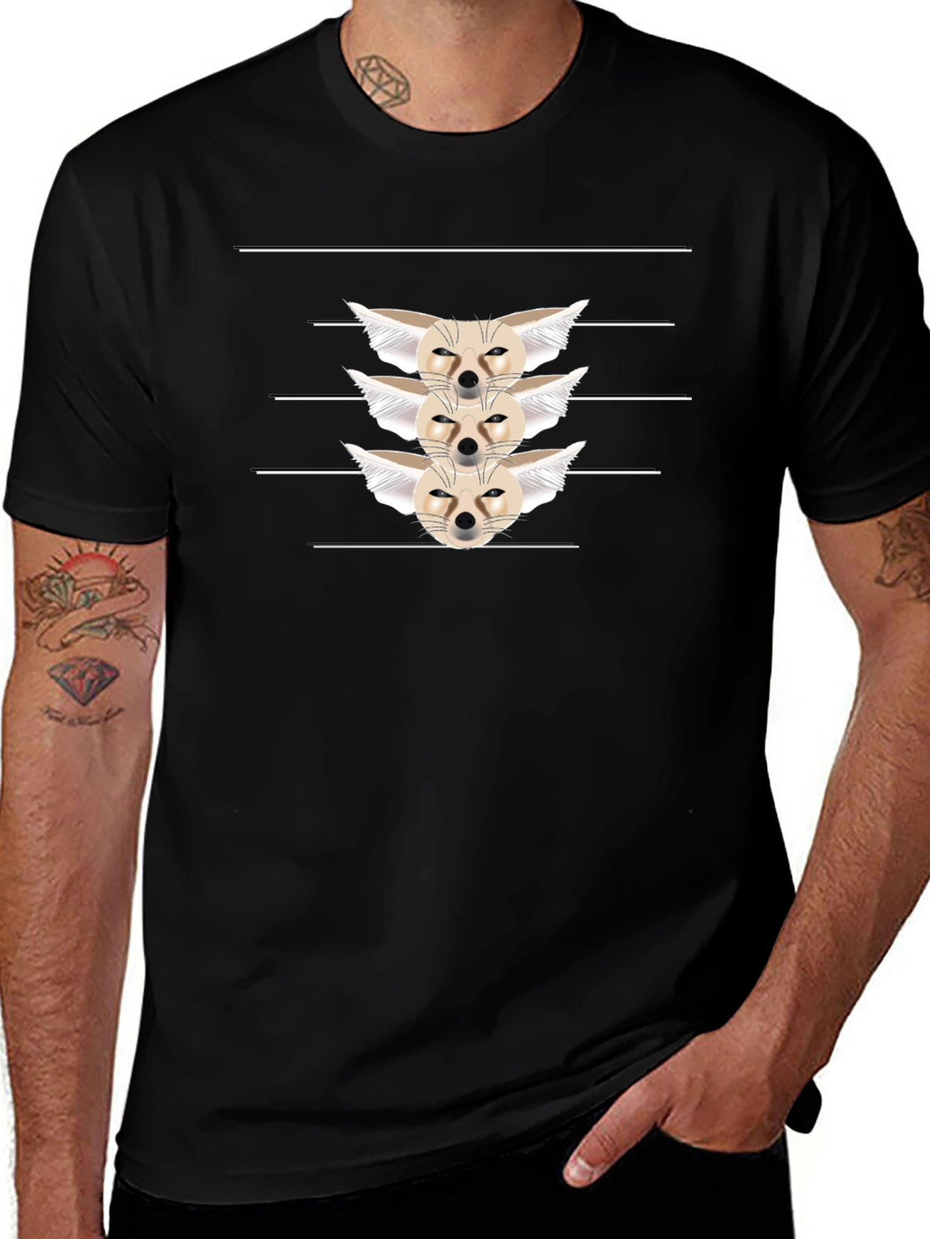 Variant 10 of Fennec Fox Stack Graphic Tee - Cool Desert Fox T-Shirt