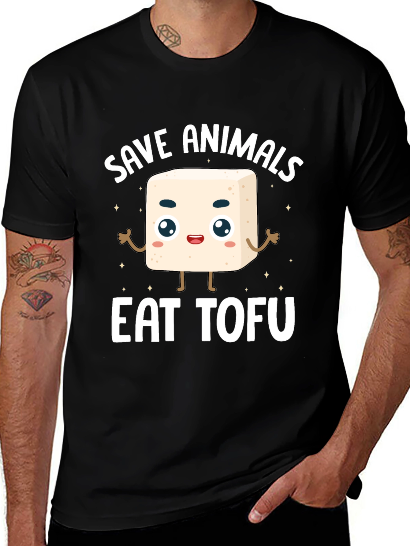 Save Animals Eat Tofu Black Graphic Tee