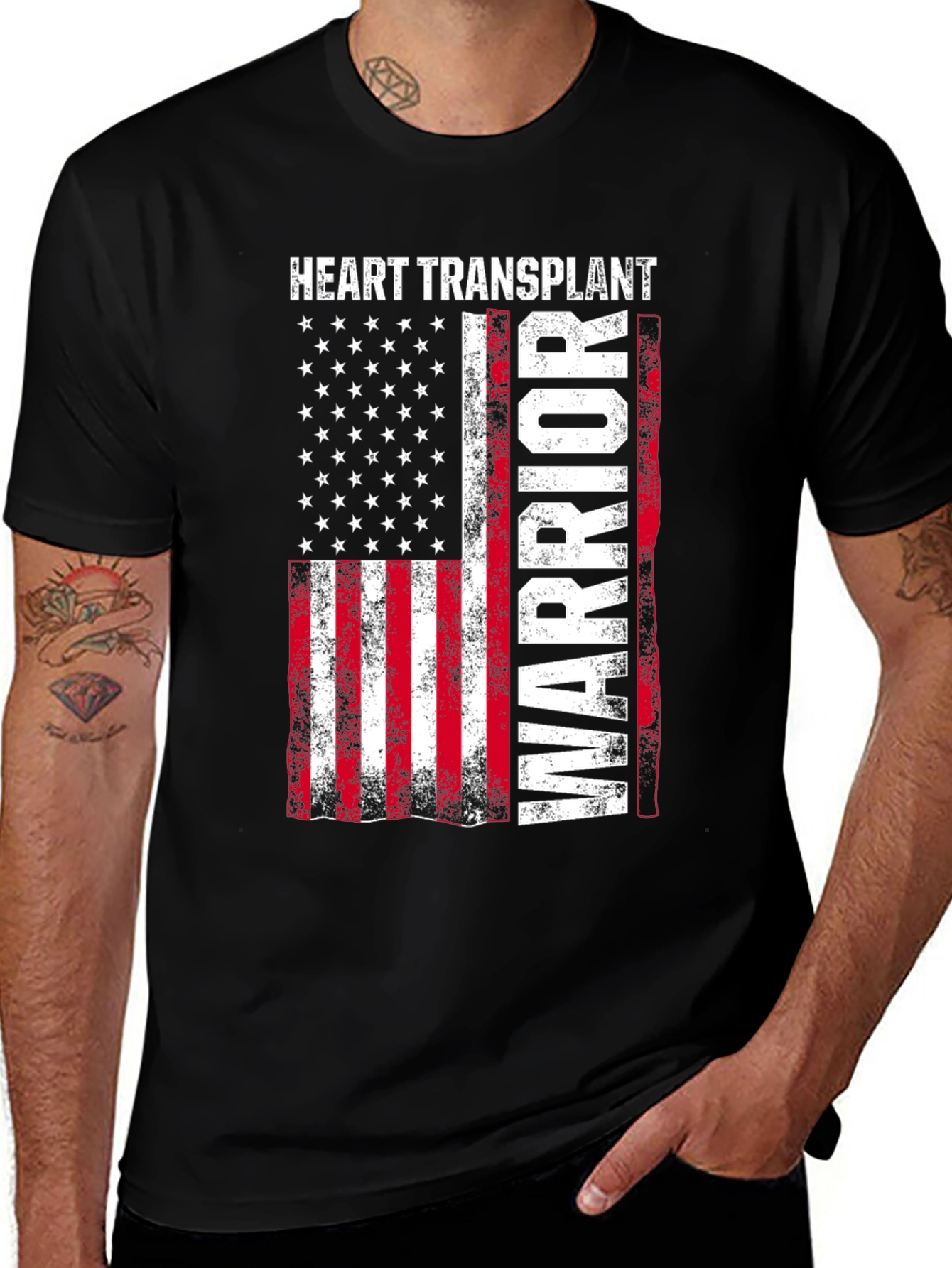 Variant 29 of Heart Transplant Warrior Patriotic Graphic Tee