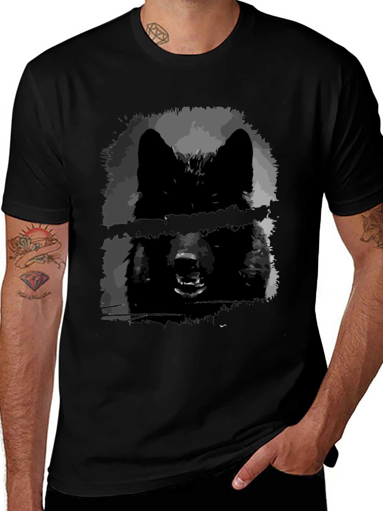 Variant 20 of Black Wolf Graphic Tee - Edgy Style