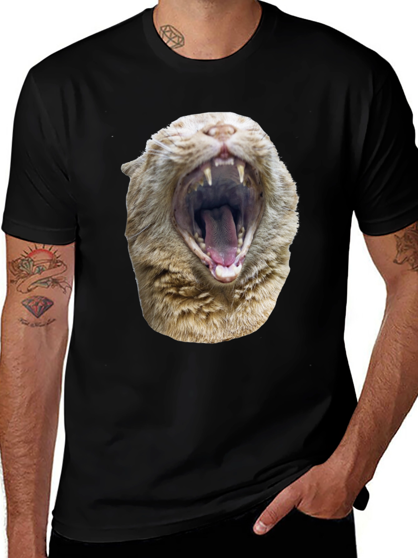 Variant 22 of Roaring Cat Graphic Tee - Black Cotton Comfort