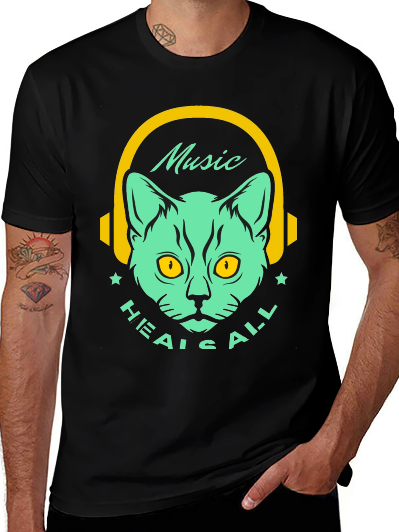 Variant 12 of Music Heals All Cat Graphic T-Shirt