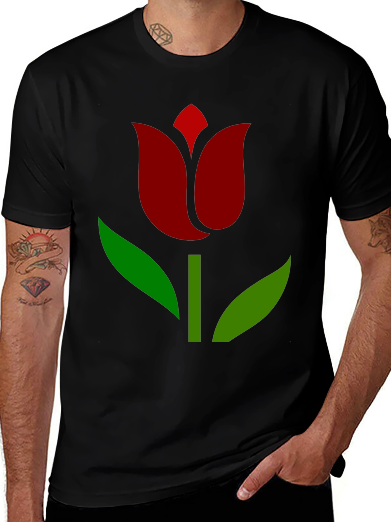 Tulip Graphic Black T-Shirt