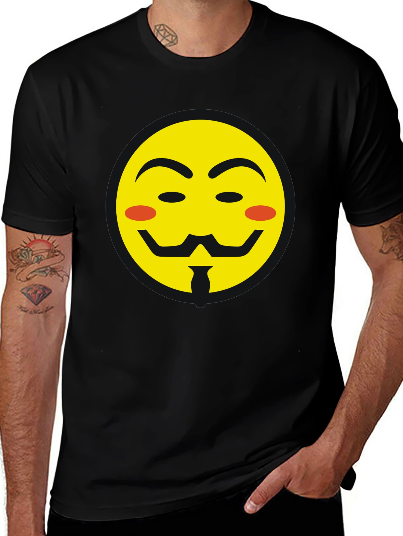 Variant 19 of Anonymous Emoji Graphic Black T-Shirt