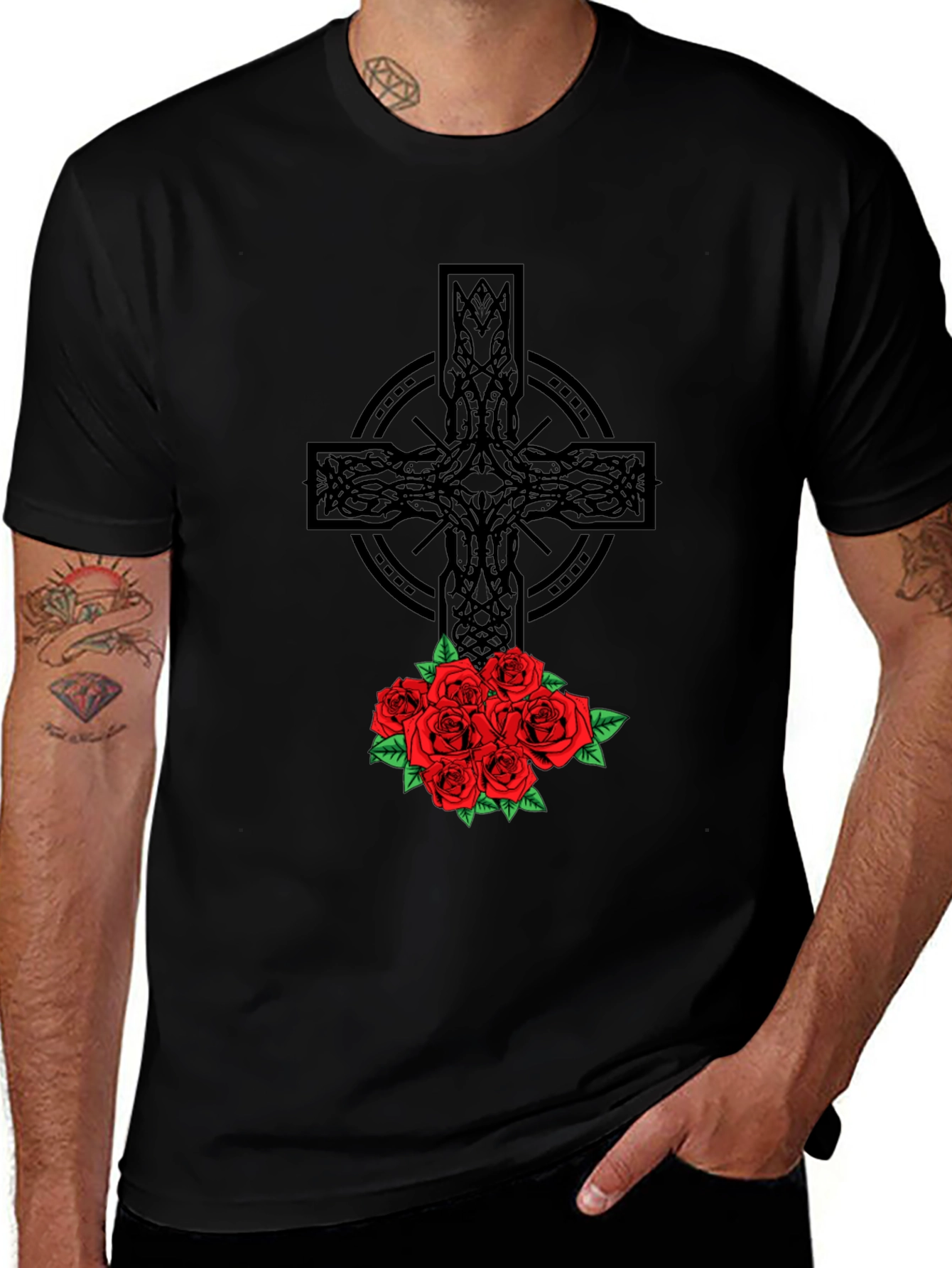 Variant 15 of Celtic Cross & Roses Graphic Tee