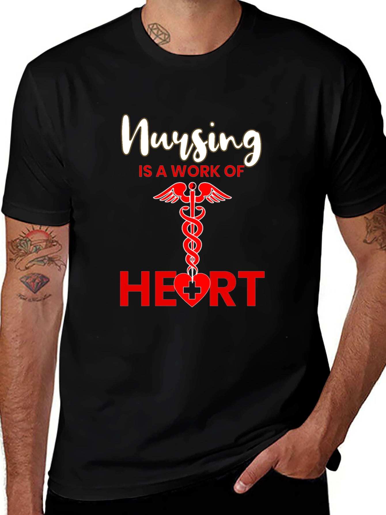 Variant 8 of Nursing is a Work of Heart Graphic Tee