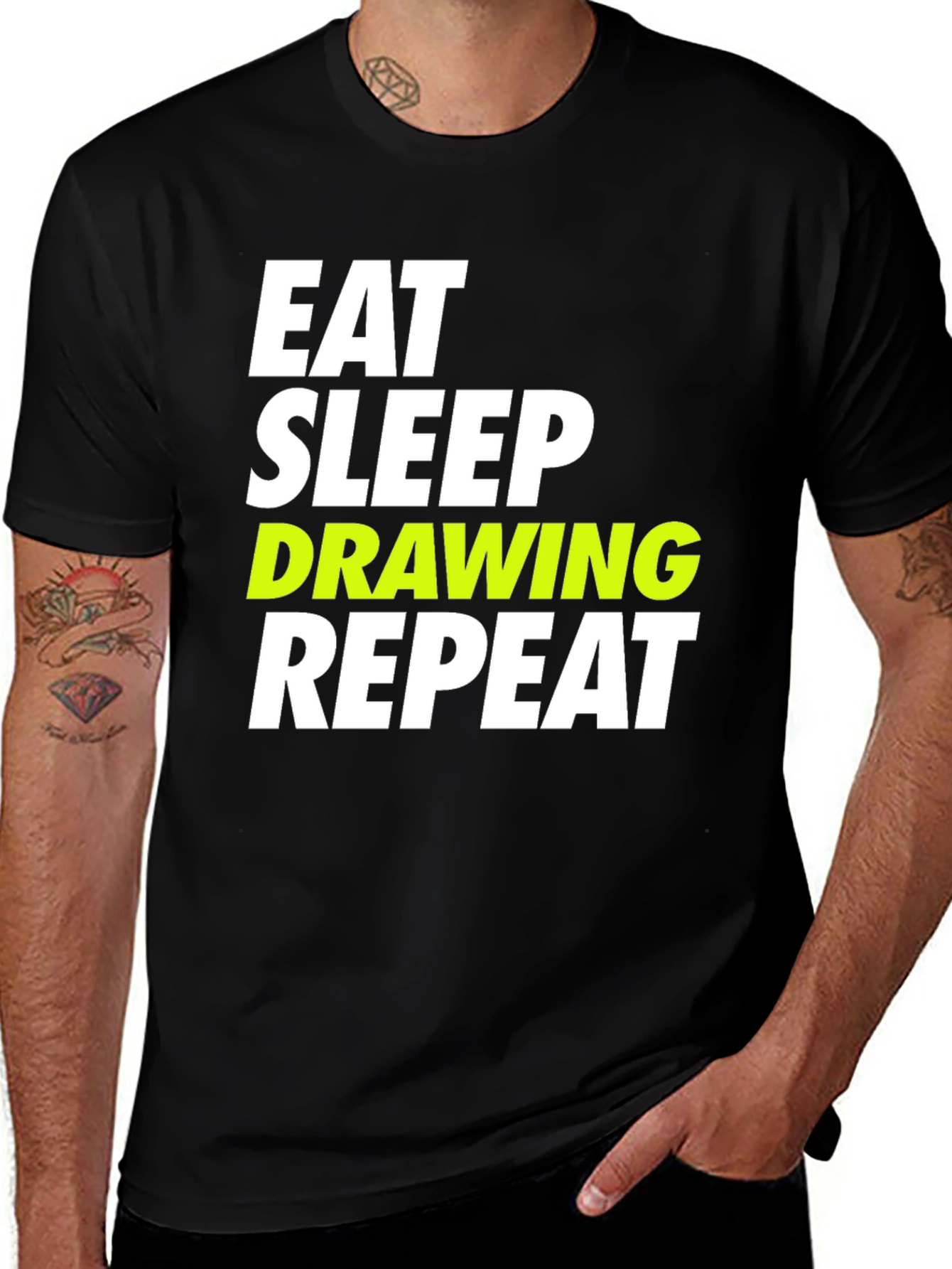 Variant 7 of Eat Sleep Drawing Repeat Black Graphic Tee