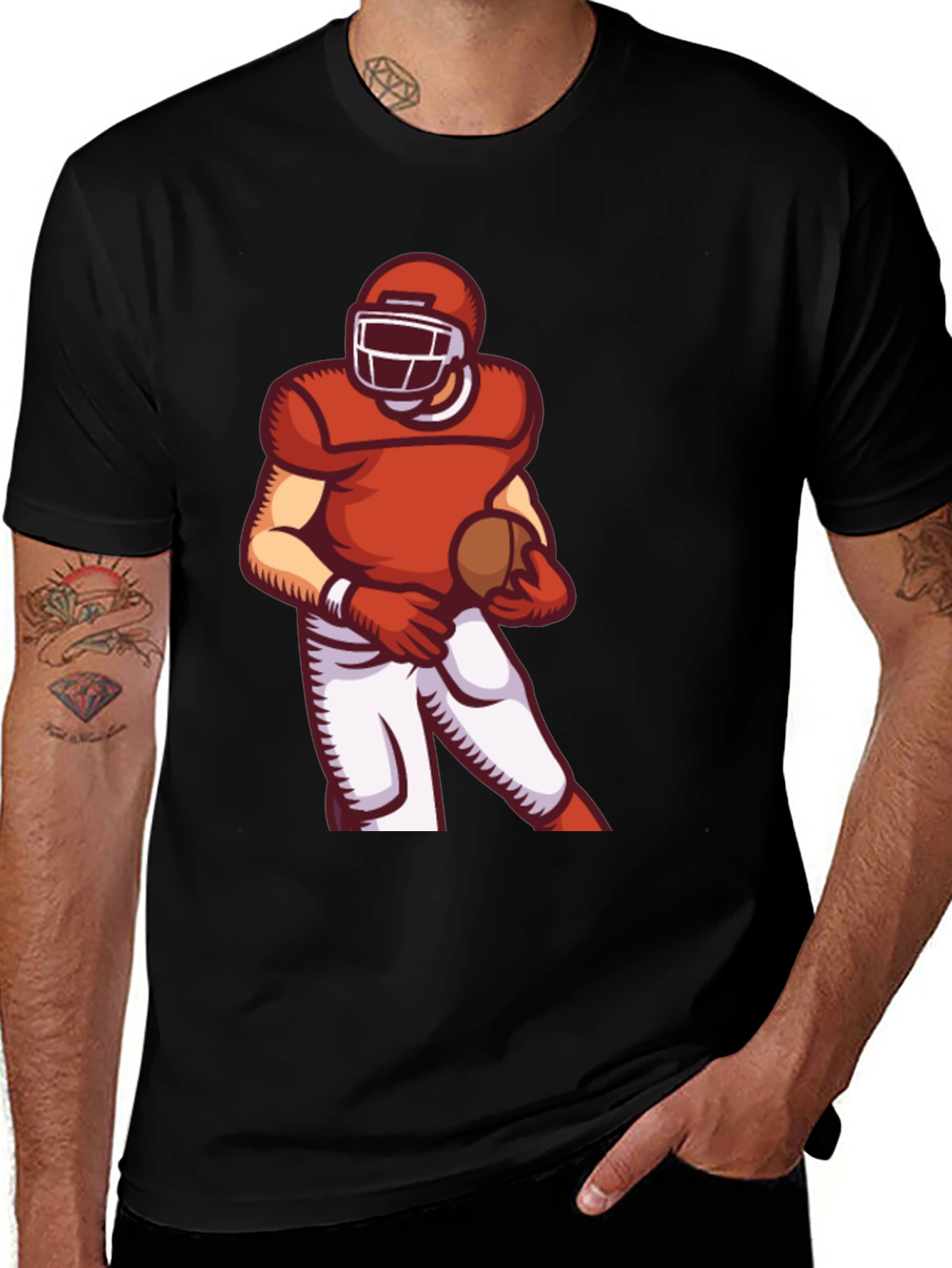 Variant 19 of Football Player Graphic Tee - Sporty Black T-Shirt