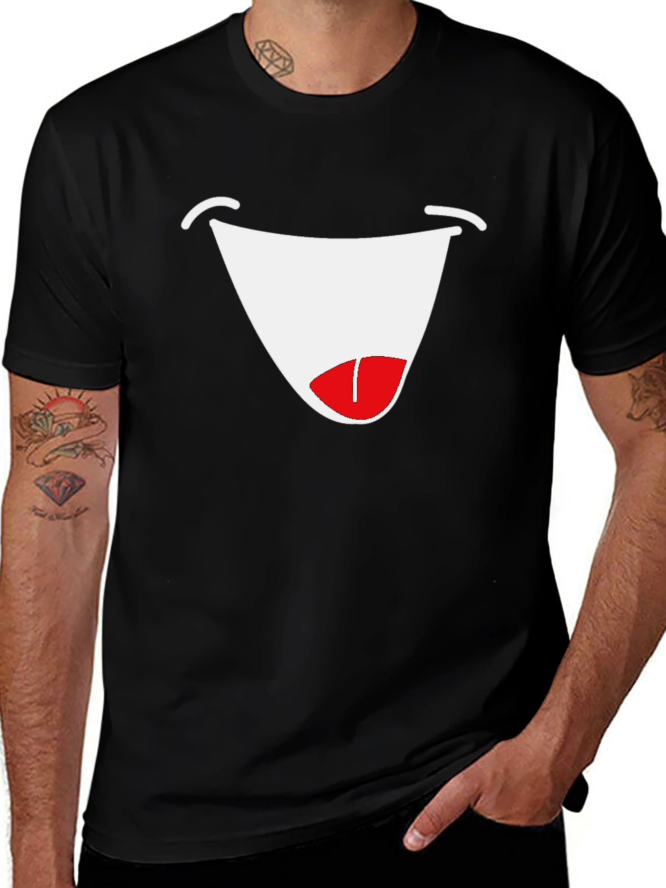 Funny Face Graphic Tee - Black Cotton T-Shirt