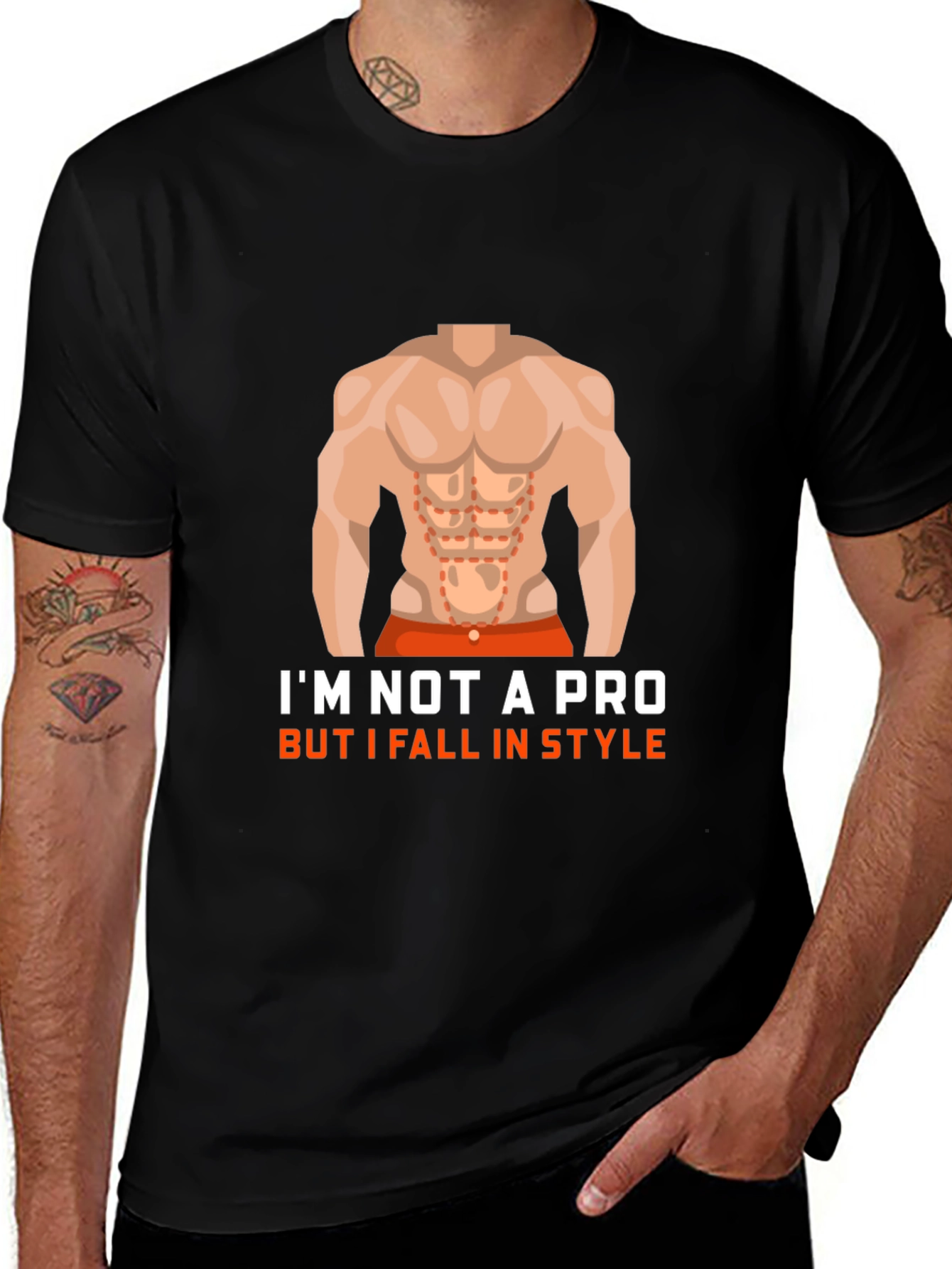 Variant 25 of Funny Abs T-Shirt - I'm Not a Pro, But I Fall In Style