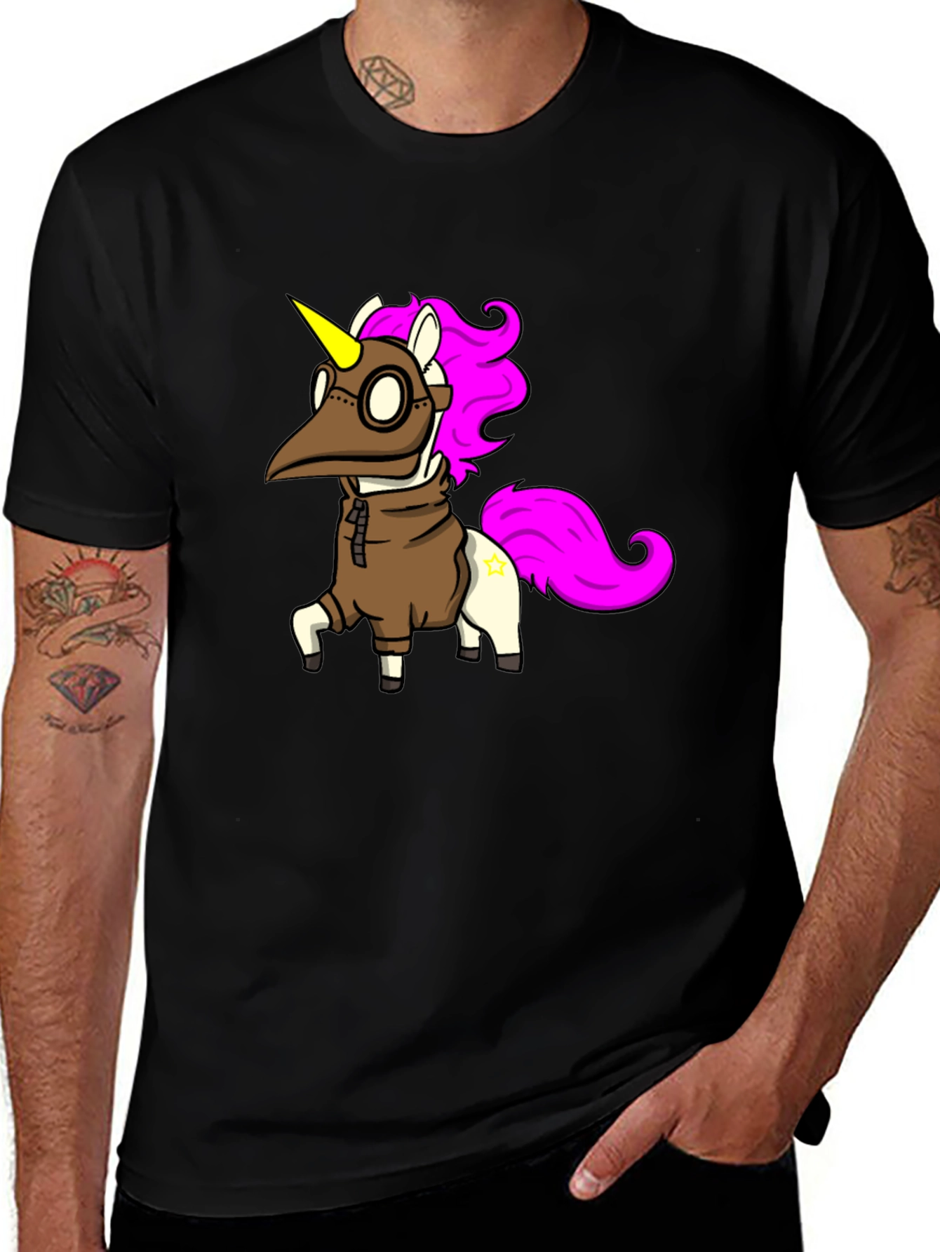 Variant 6 of Unicorn Plague Doctor Graphic T-Shirt - Quirky Style