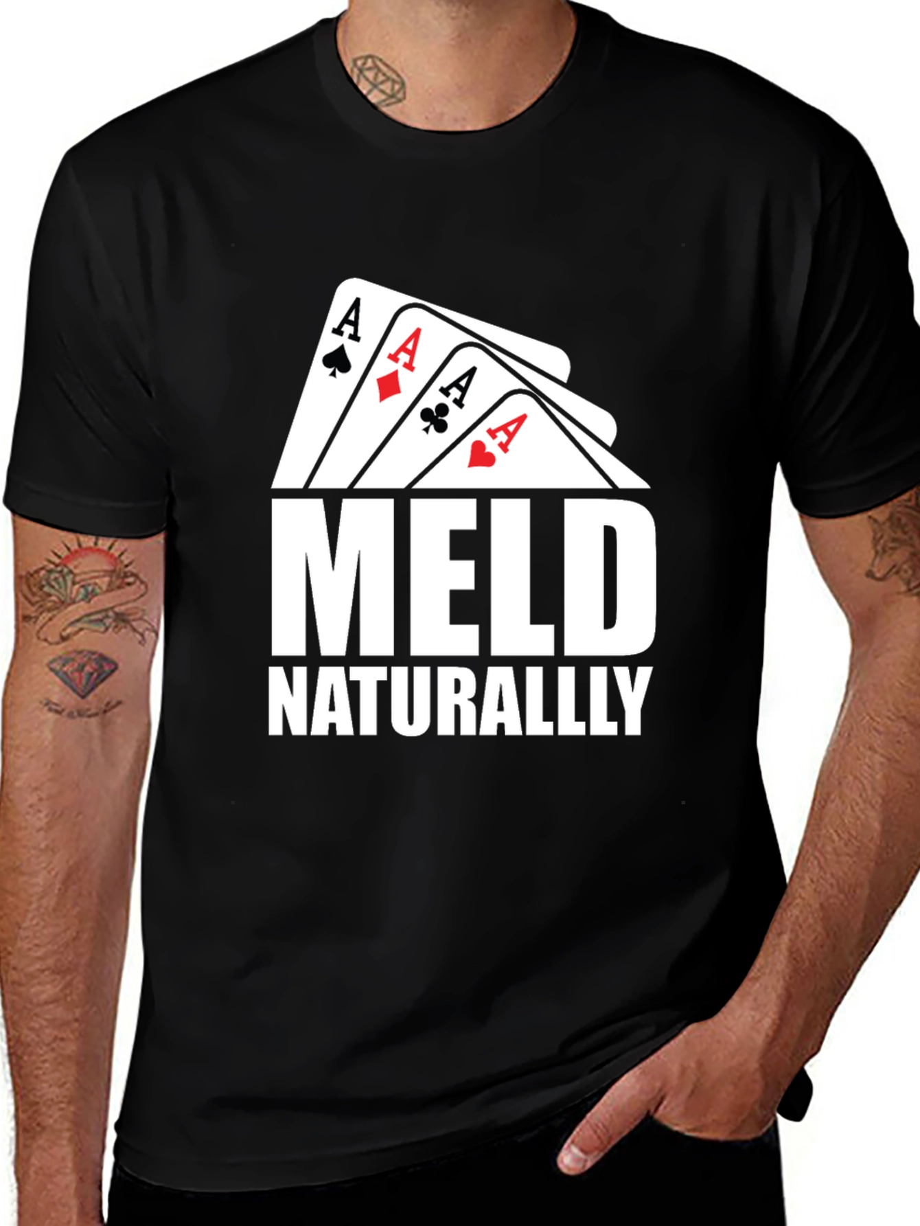 Variant 27 of Meld Naturally Ace Card T-Shirt - Black