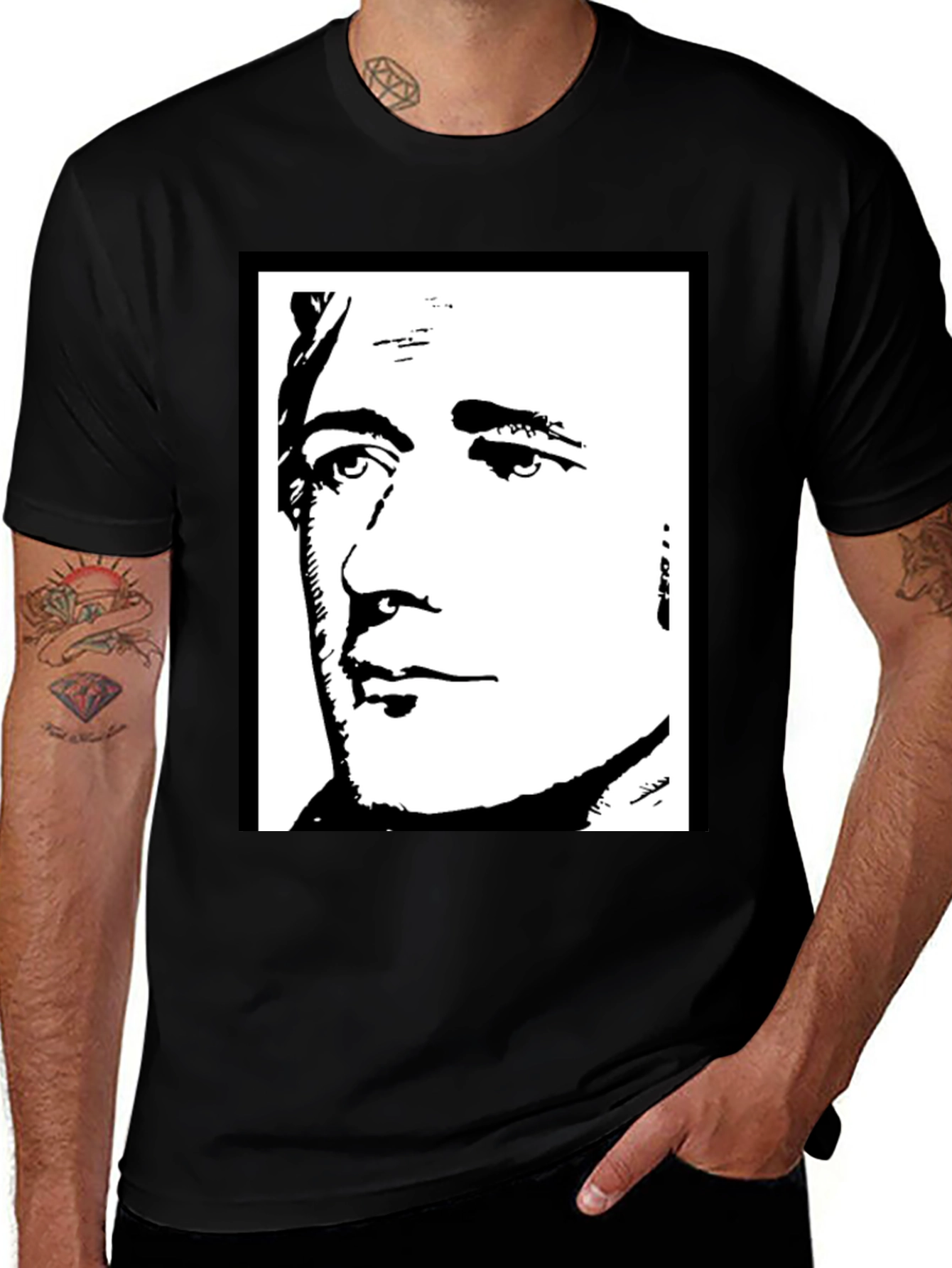 Variant 17 of Black Graphic Tee with Alexander Hamilton Portrait